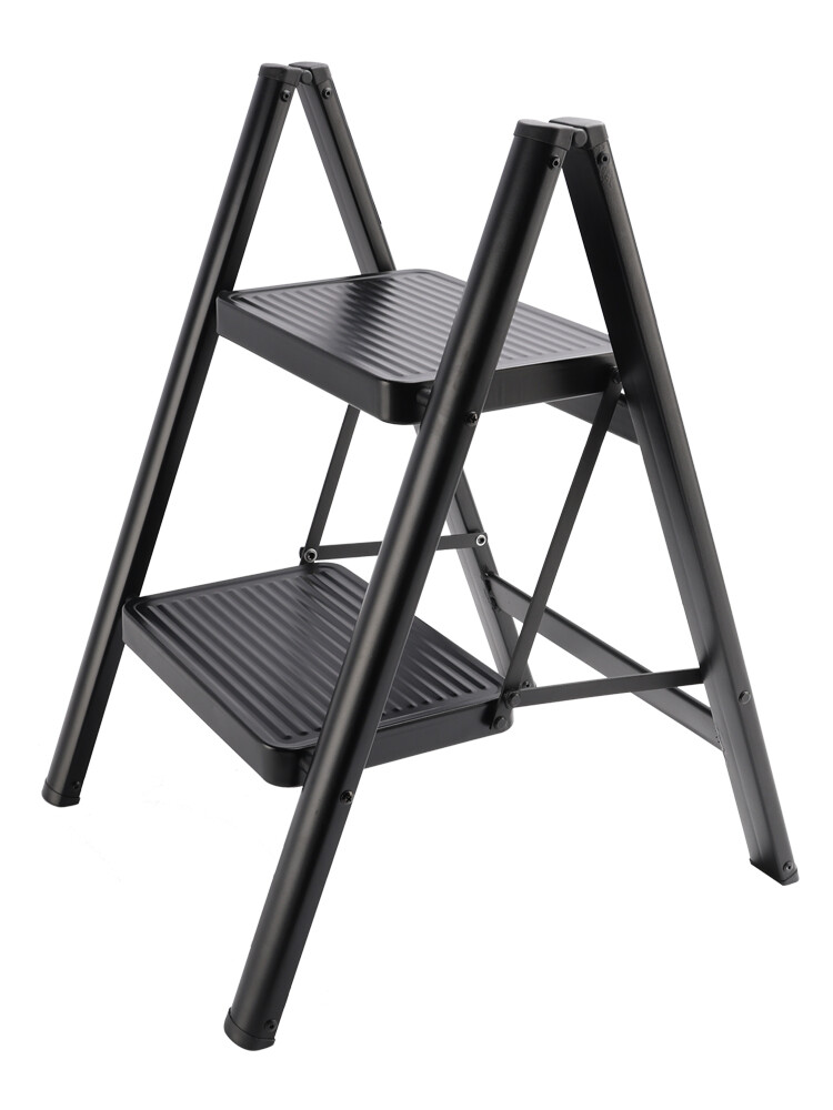 Stepladder, 2 Tiers, Foldable, Aluminum, Wide, Lightweight, Compact, Ladder,