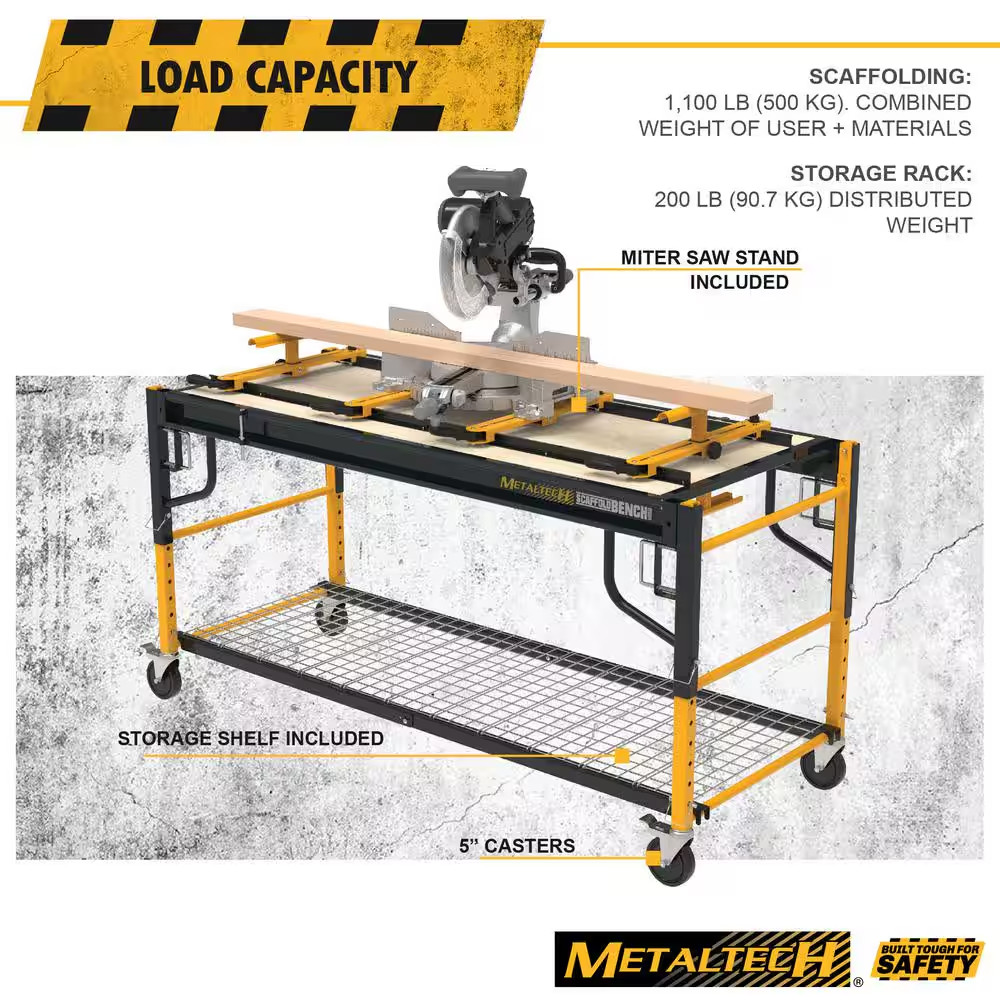 3.3 Ft. X 6.23 Ft. X 2.48 Ft. 1 Story Steel Baker Rolling Workbench Scaffold, 11