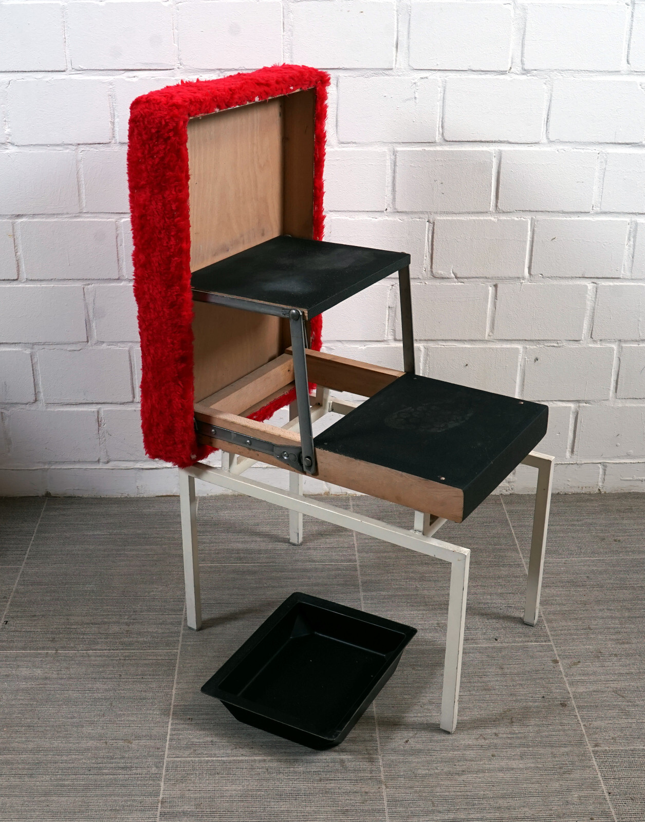 Rare COR Folding Stool Footstool Step Ladder Metal Fabric Vintage 1960s