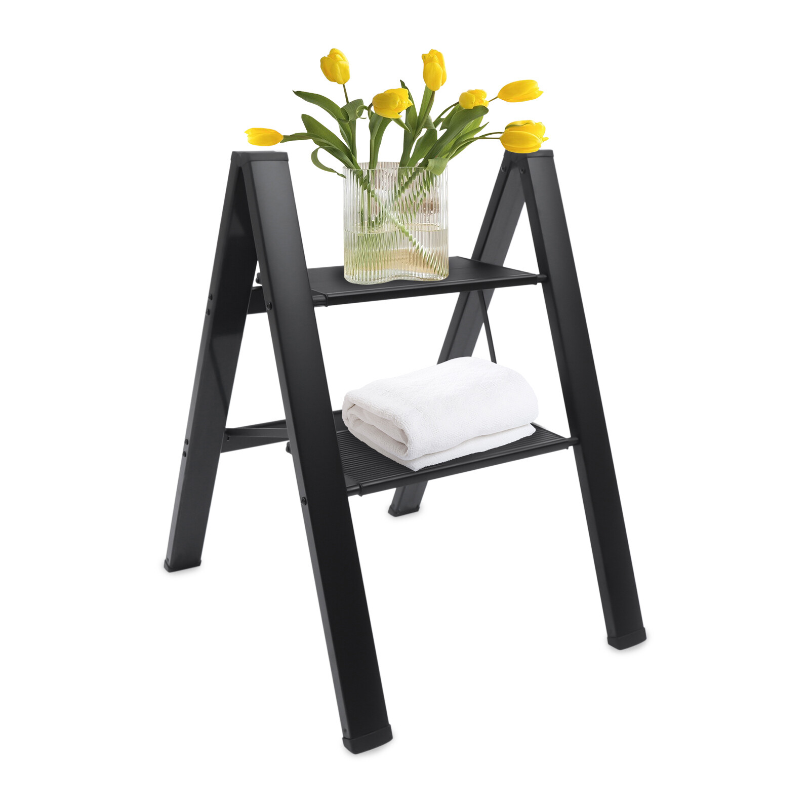 Portable Non-slip 2 Step Ladder Folding Platform Stool 330 lbs Load Heavy Duty