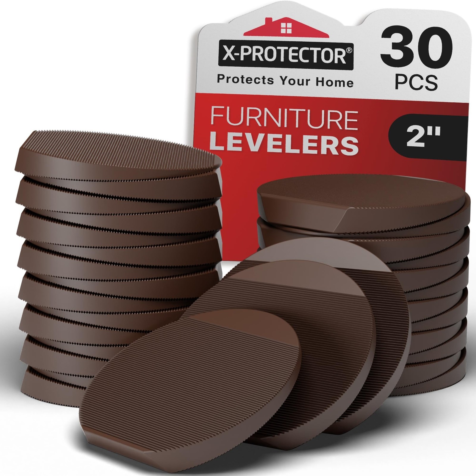 X-Protector Furniture Levelers – 30 PCS 2″ – Brown Rubber Shims for Leveling …