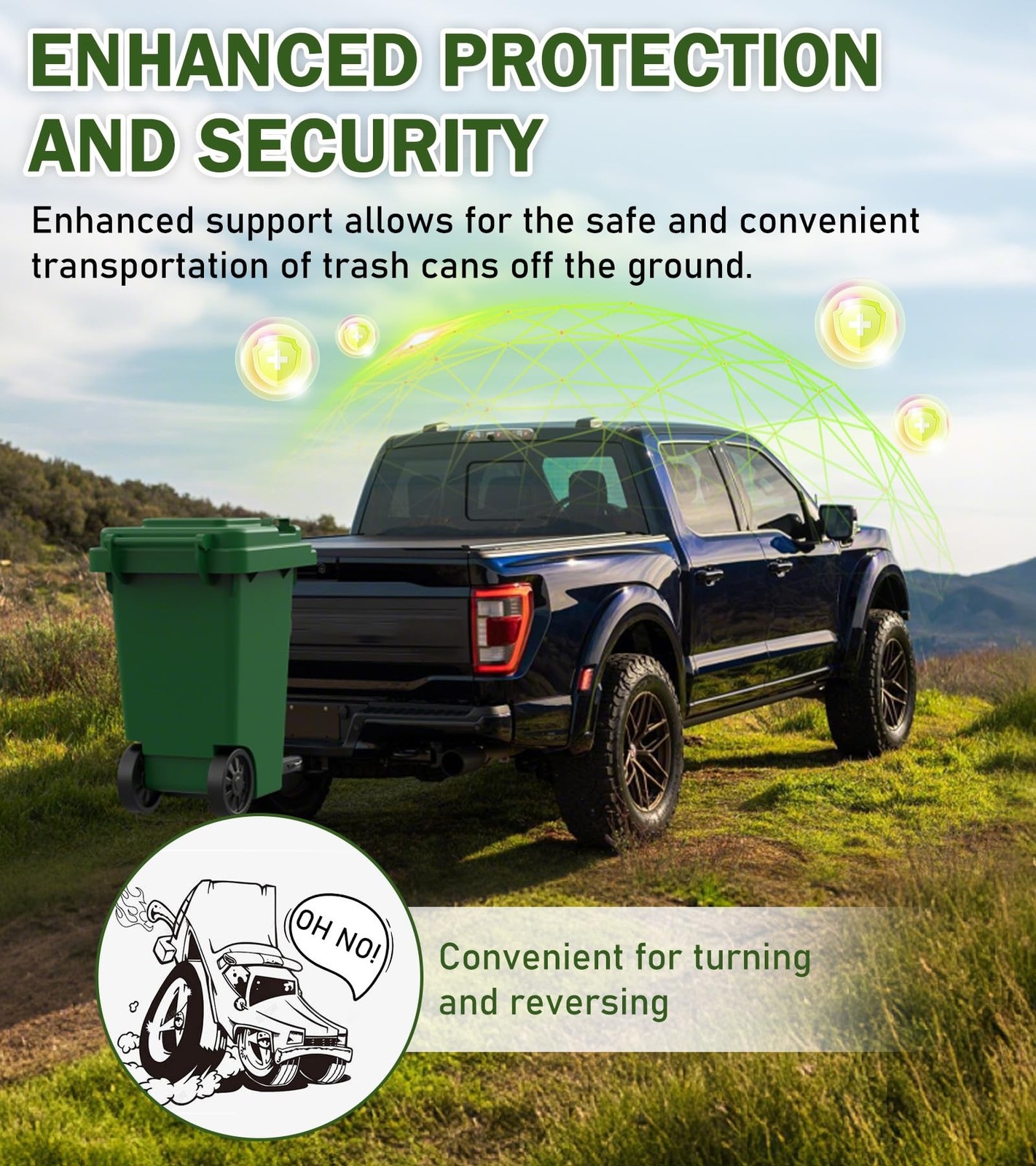 ELITEWILL New Trash Can Hauler Hitch Trash Can Transporter,Wheeled Garbage Ca…
