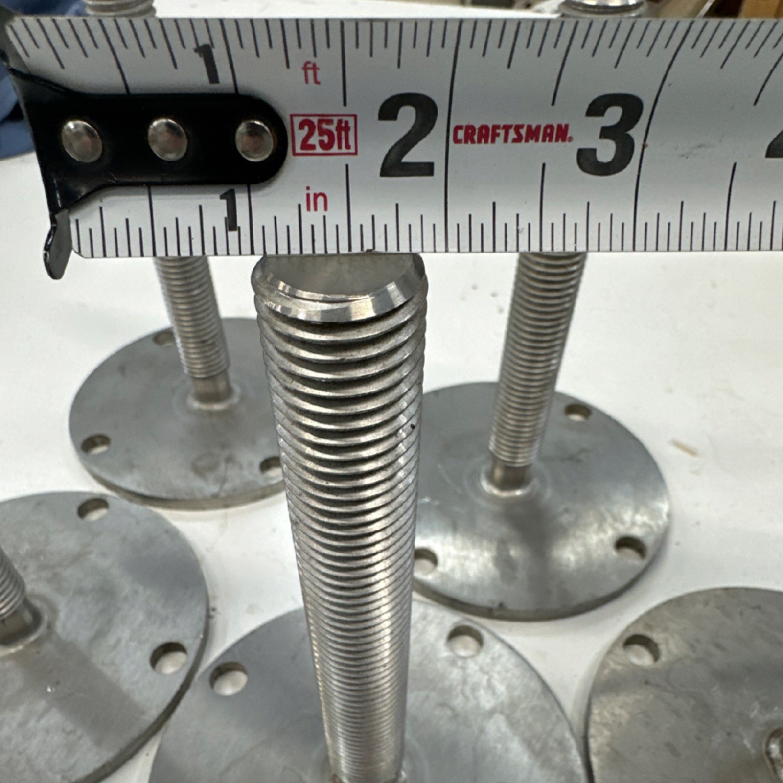Set of 5 Modular Adjustable Scaffolding Screw Jacks with Base Plates, 5″ Height