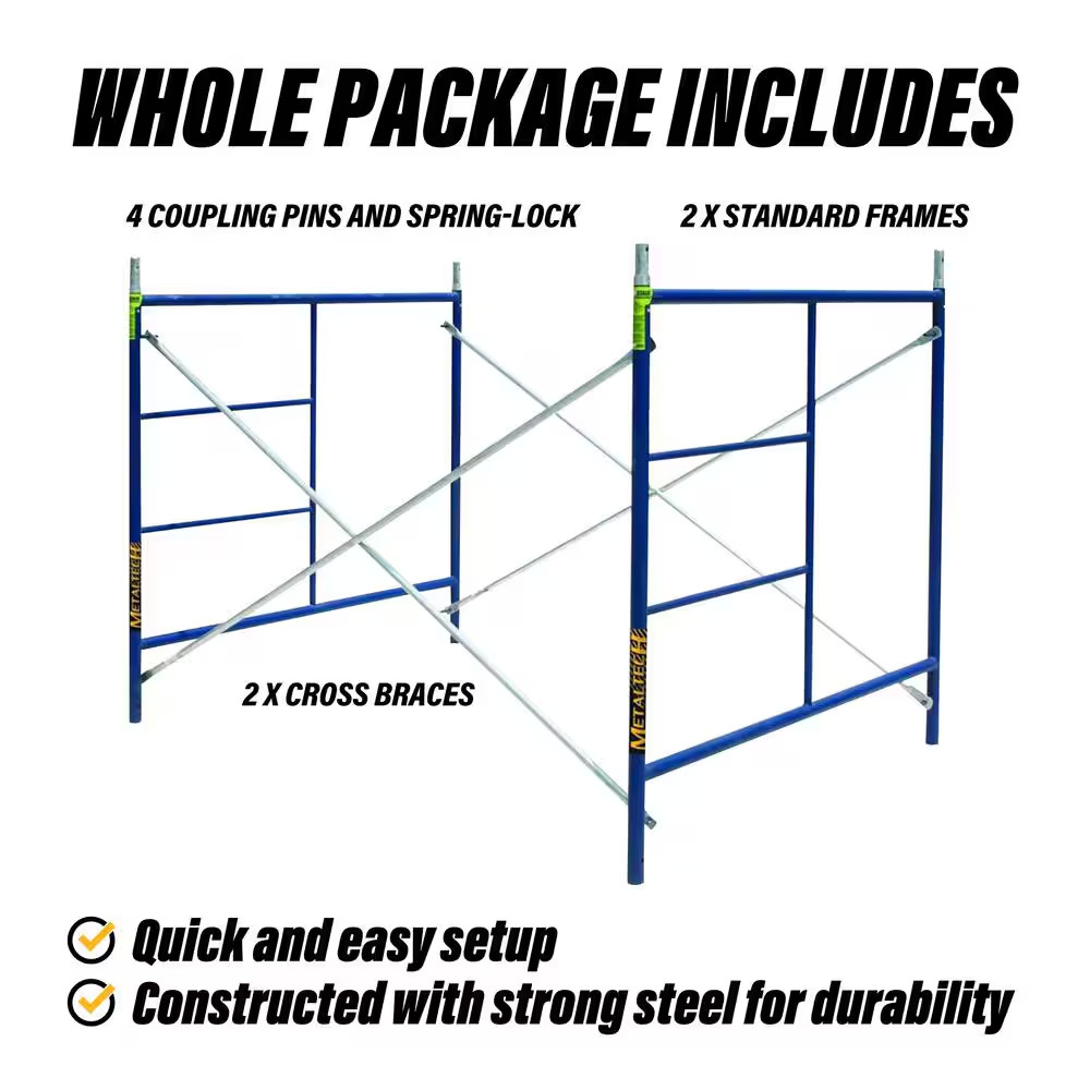Saferstack Scaffold Section, 1-Story Scaffolding Frame Set with Galvanized Cross