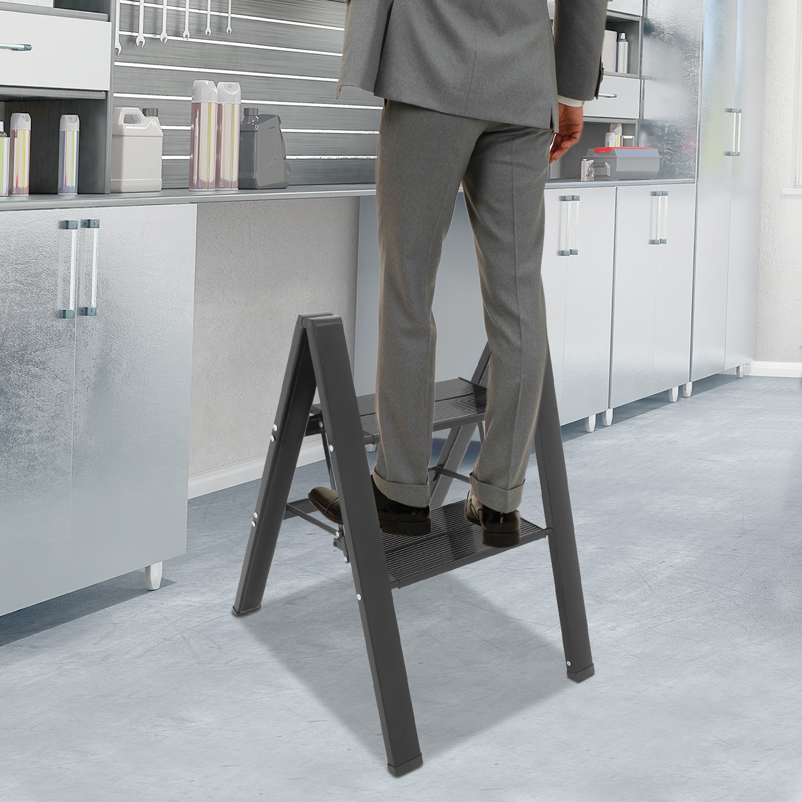 Folding Step Ladder Stool Multi-Purpose Aluminium Alloy Folding Heavy Duty