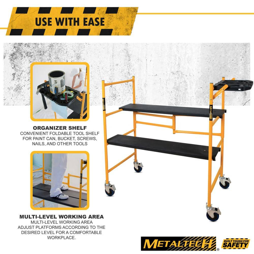Mini Rolling Scaffold 500 lb. Load Capacity Work Bench Dolly Adjustable Platform