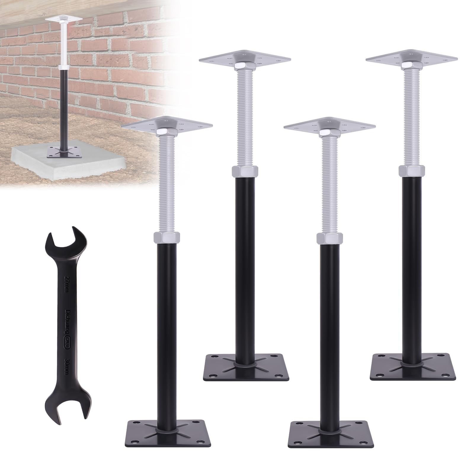 Adjustable House Floor Jacks, 4 PCS Post Floor Joist Jacks for Leveling, 11″ …