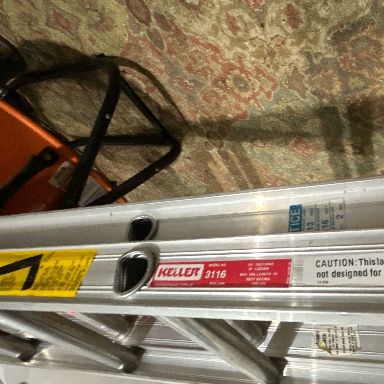 Keller Ladder 16′ Max-Use Length 13′ Rated for 200lbs – Model No. 3116