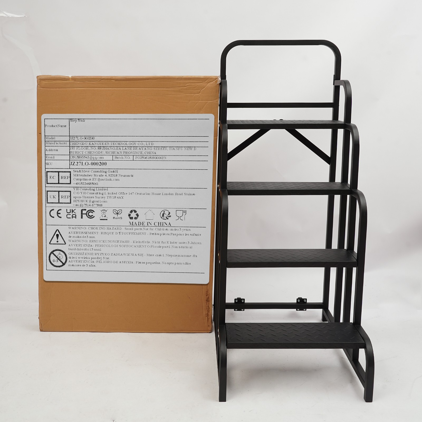 Black Stair With Wheels Industrial & Warehouse 4-step Stair Rolling Stair