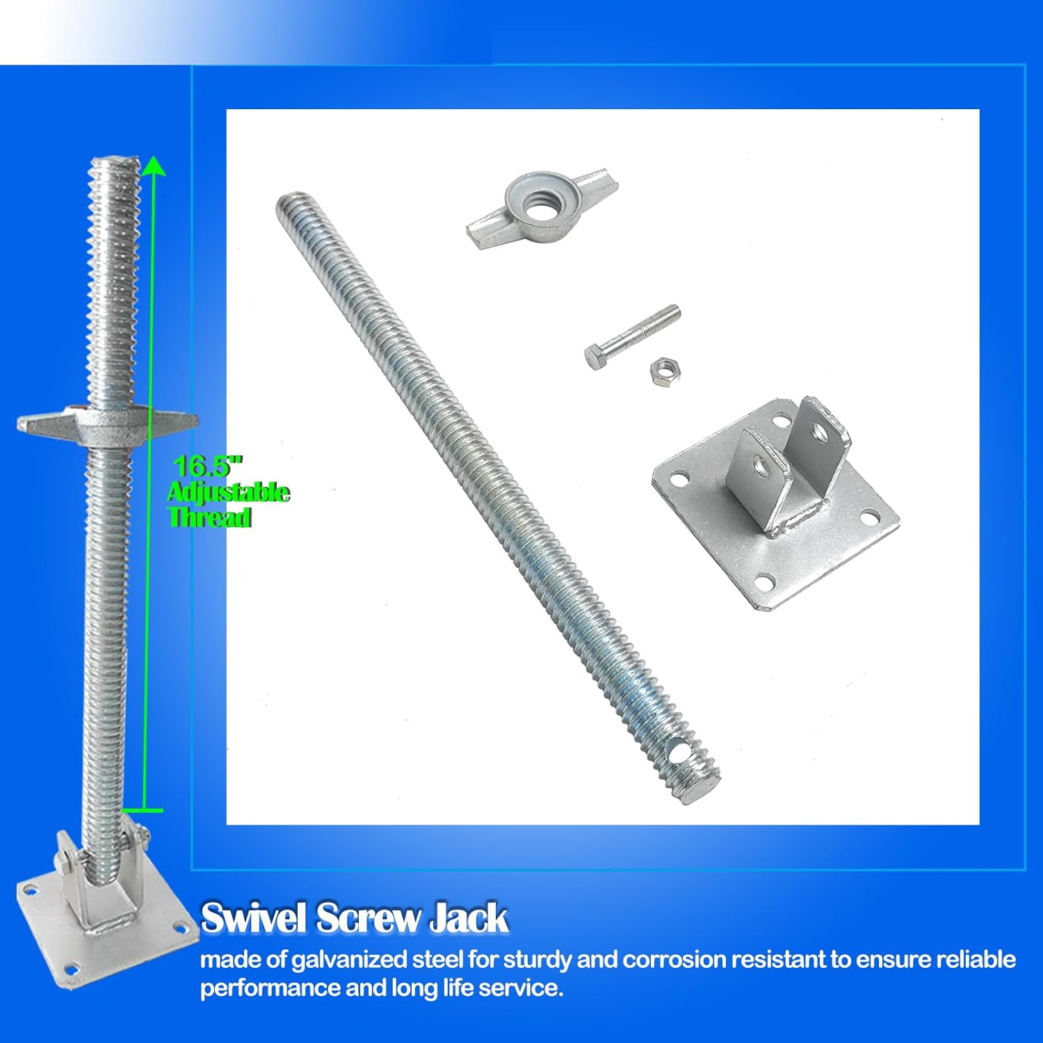 Gaeaauto 4 Pack Scaffold Swivel Screw Jack Solid Stem Adjustable Leveling Jacks