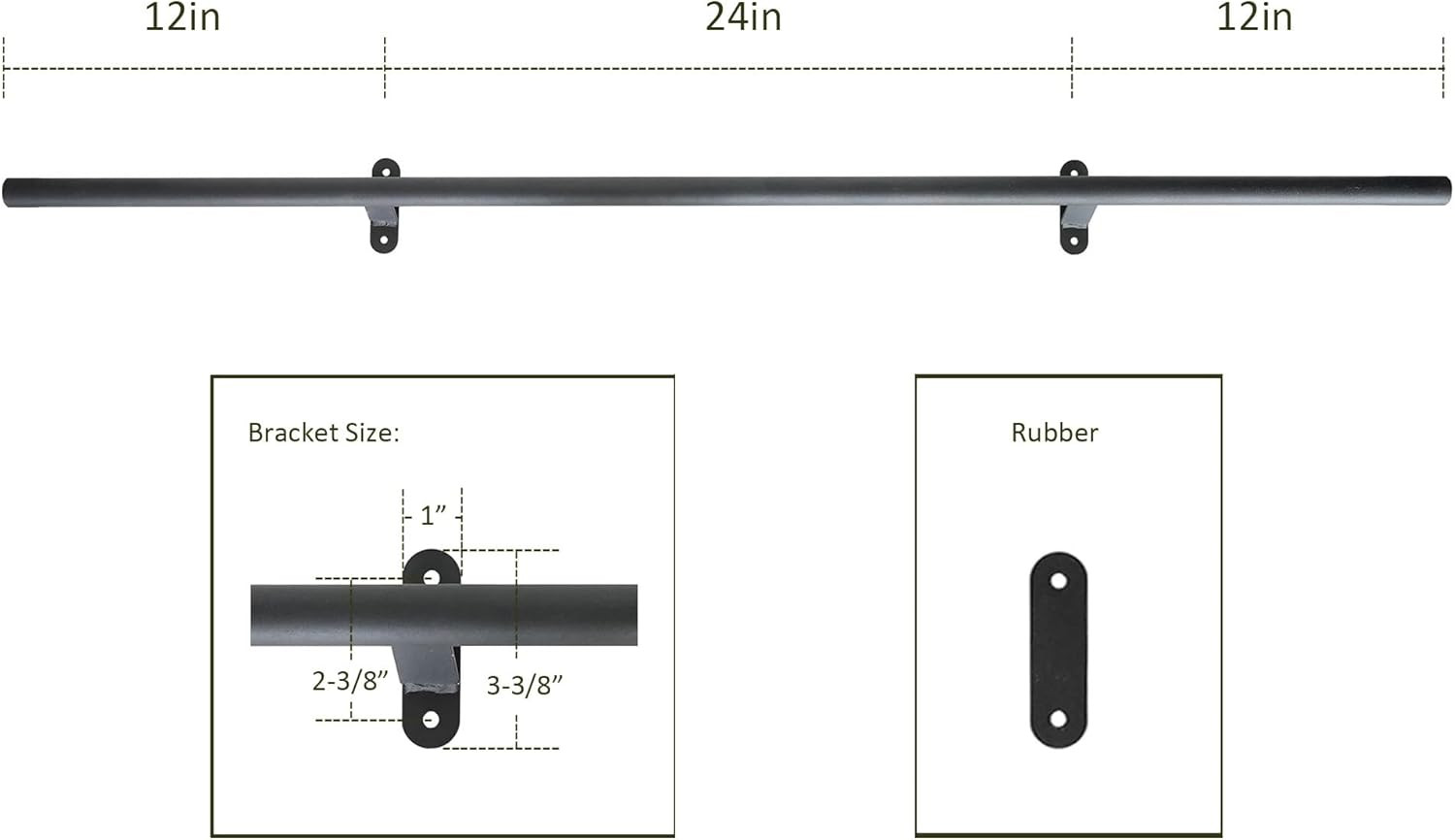 4FT Rustic Black Sliding Library Ladder Kit with Braking Wheels, 330Lbs Capacity