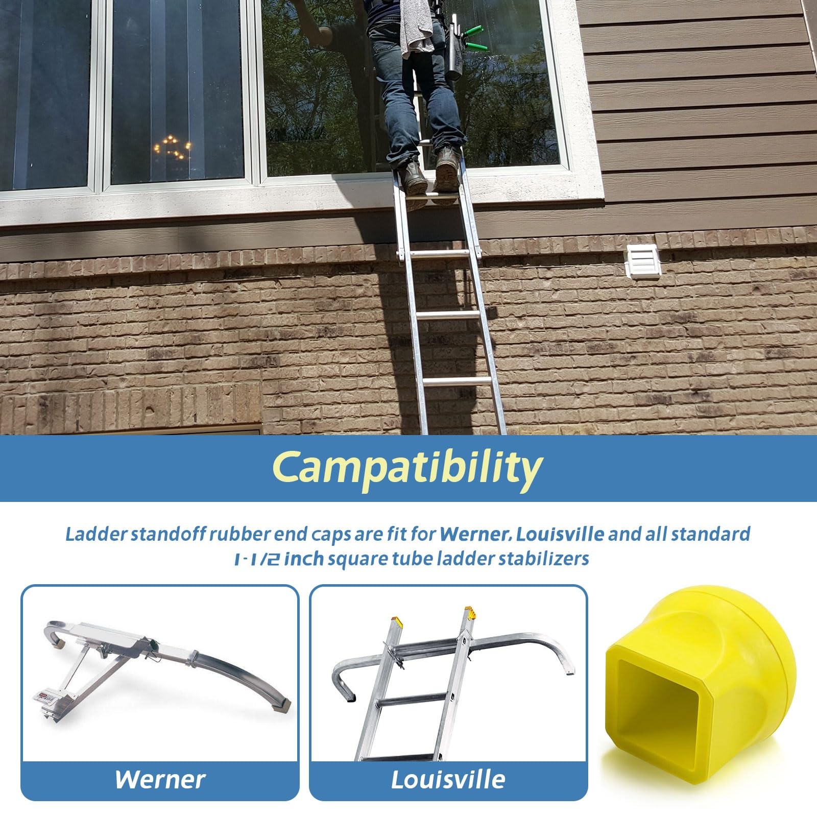 Ladder Stabilizer Bumpers Fit for Werner Extension 4 Pack, Yellow