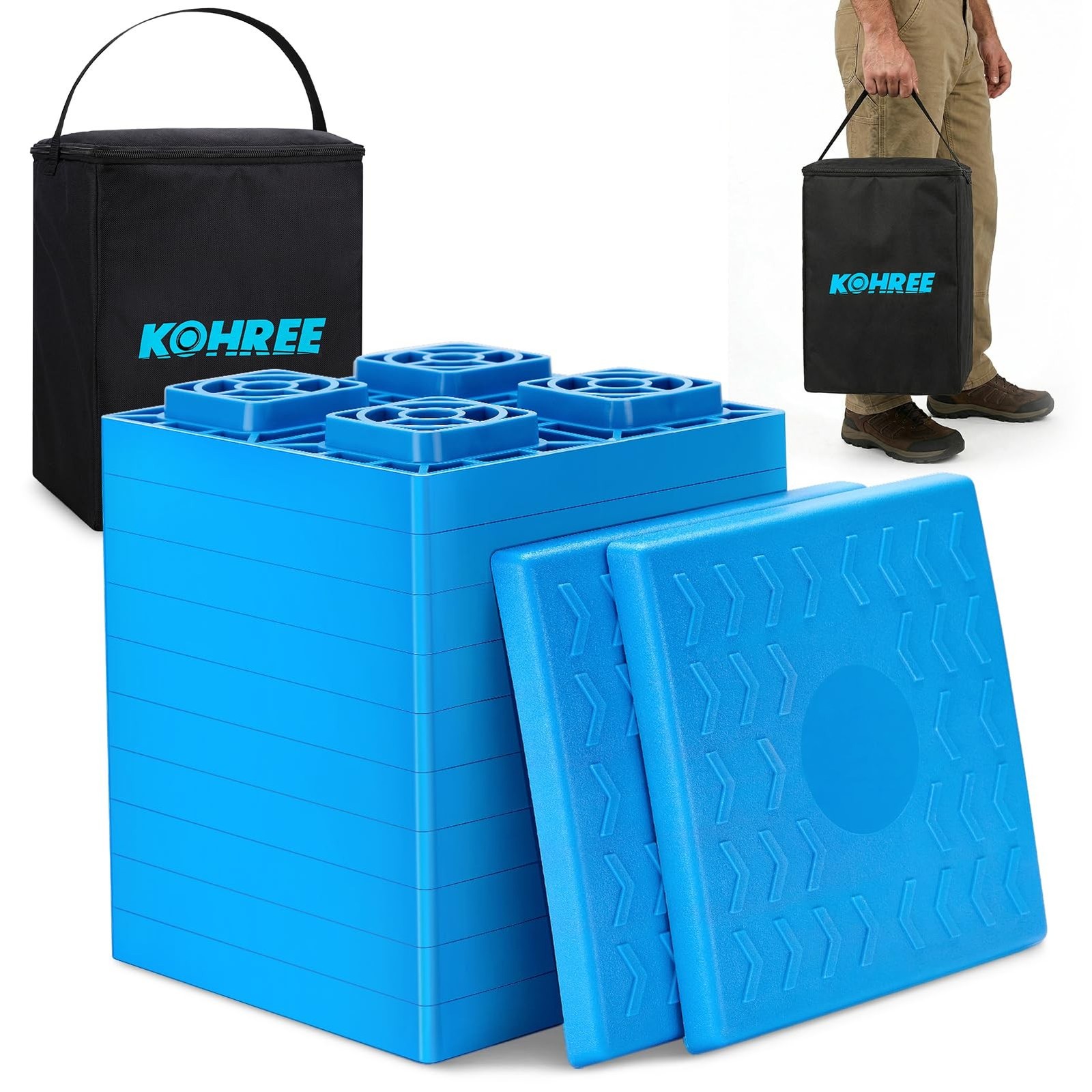 Kohree Heavy Duty RV Leveling Blocks, 12 Pack Camper Leveling Blocks with Sto…