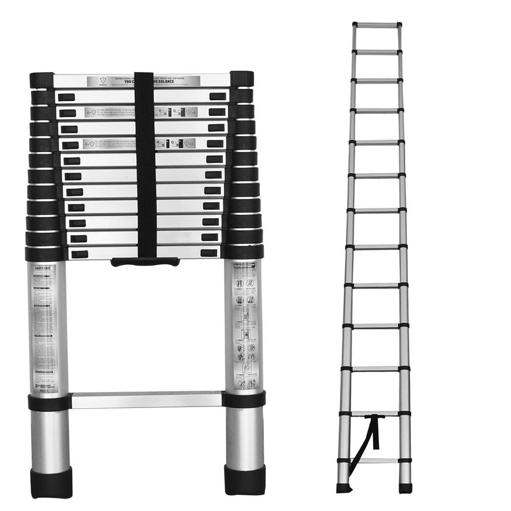 12.5 Feet Telescopic Step Ladder Aluminum Easy To Install Extension Ladder