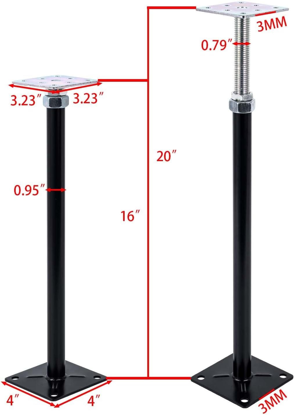4-Pack Adjustable House Jack for The Floor, Adjustable Supports, Post 16″ to …