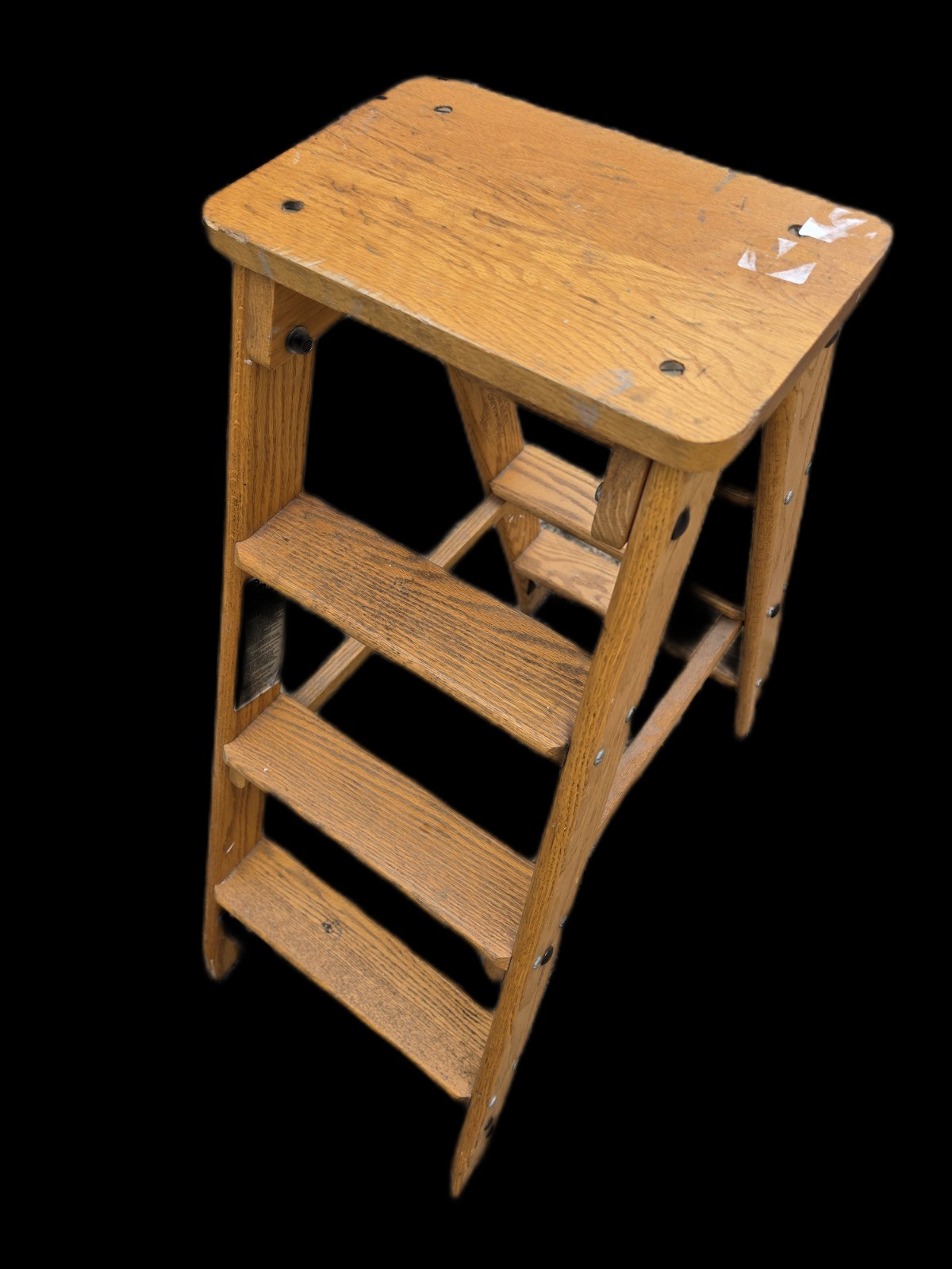 Cotterman Oak Rolling Step Stool Ladder Industrial Library Kitchen Wood 1989 USA