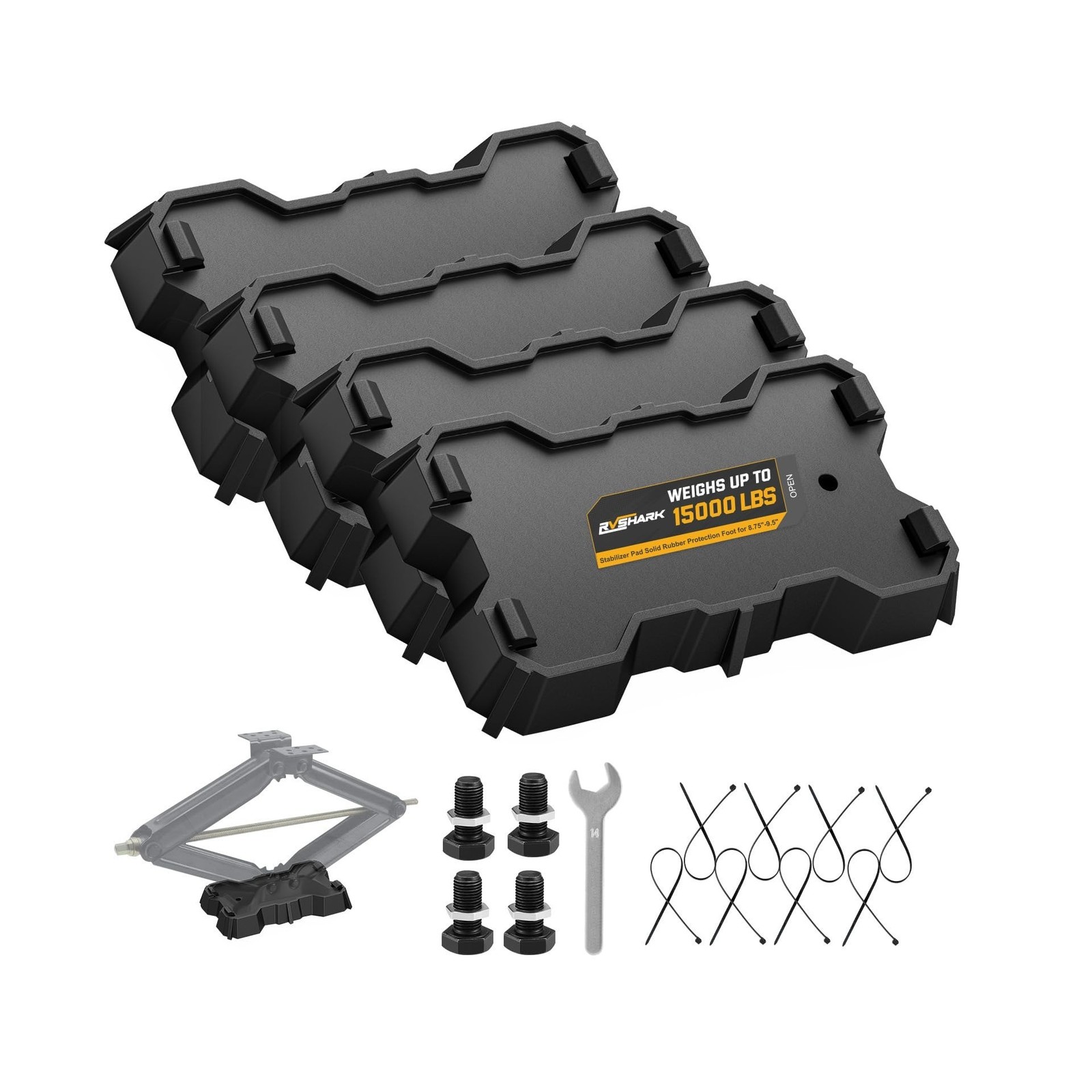 4 Packs RV Stabilizer Jack Pads, 15000 lbs Heavy Duty Leveling Blocks for 8.7…