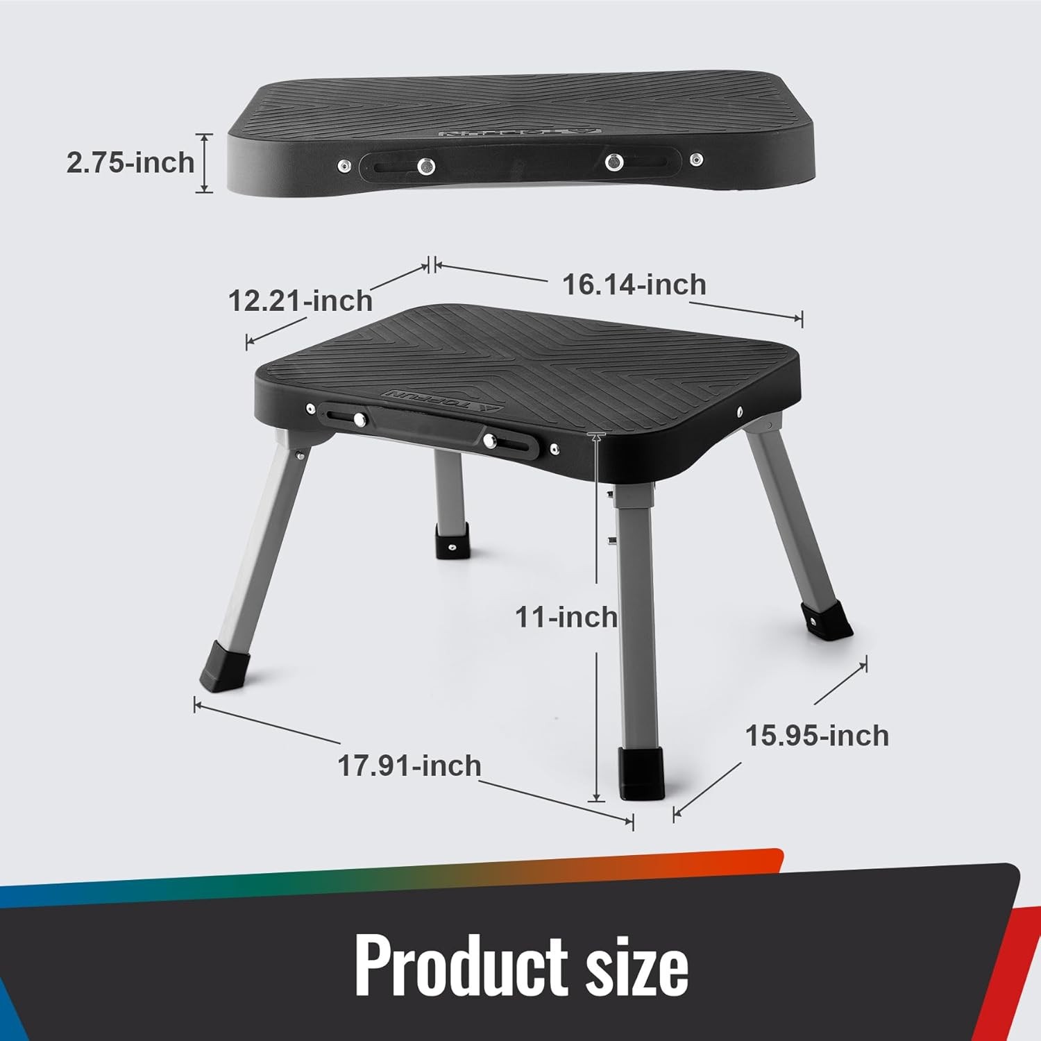 11 Inch Folding Step Stool Non-Slip Large Platform Steel Frame