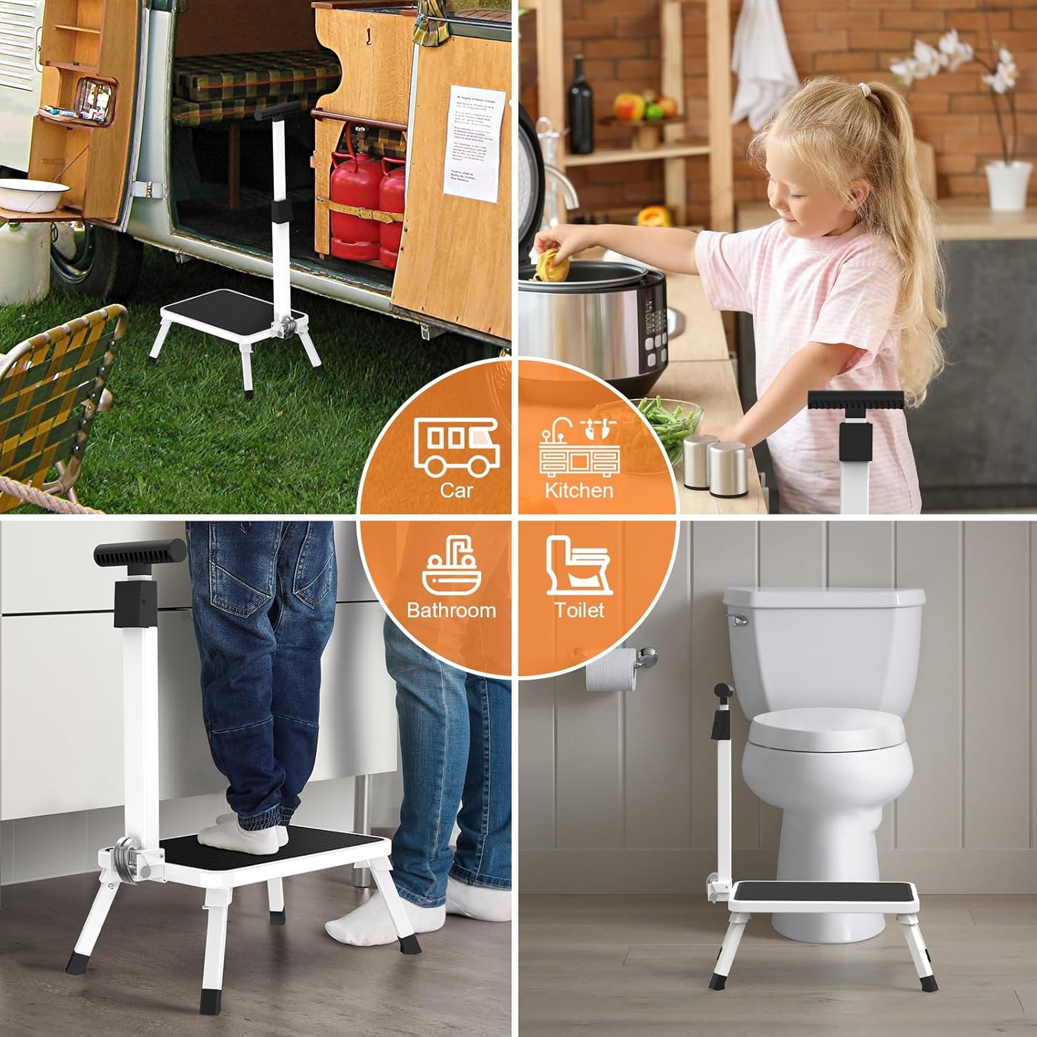 Step Stools for Adults, Foldable Step Stool with Handle for Elderly Seniors