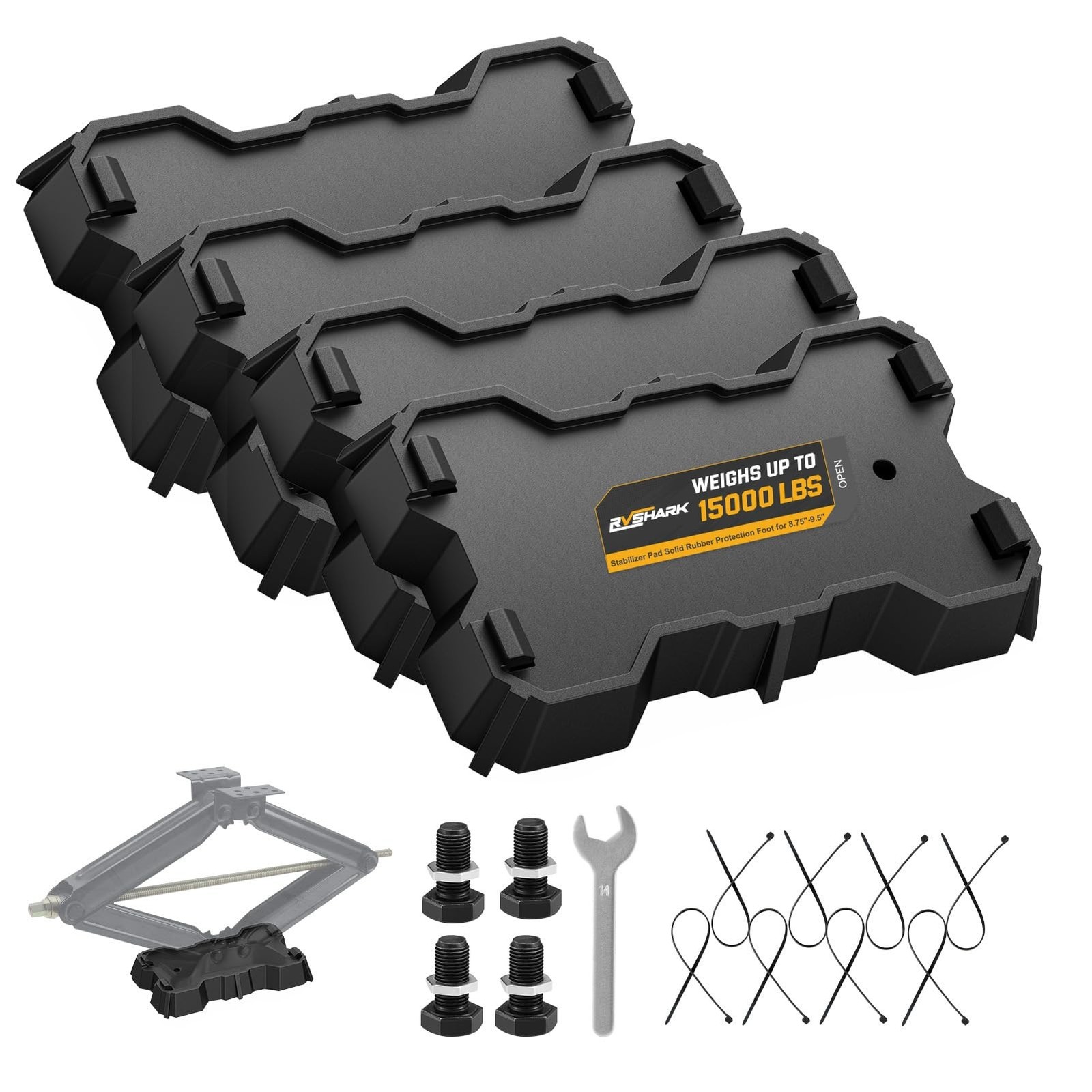 4 Packs RV Stabilizer Jack Pads, 15000 lbs Heavy Duty Leveling Blocks for 8.7…