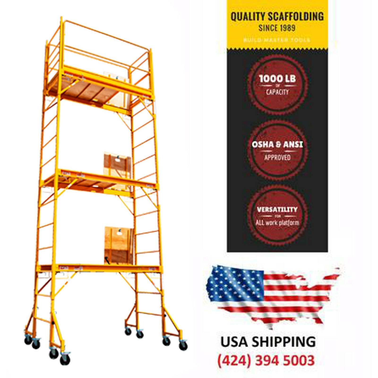 SCAFFOLDING 18 FT “BUILDMASTER” W/Guard Rail &Outriggers Painting Drywall