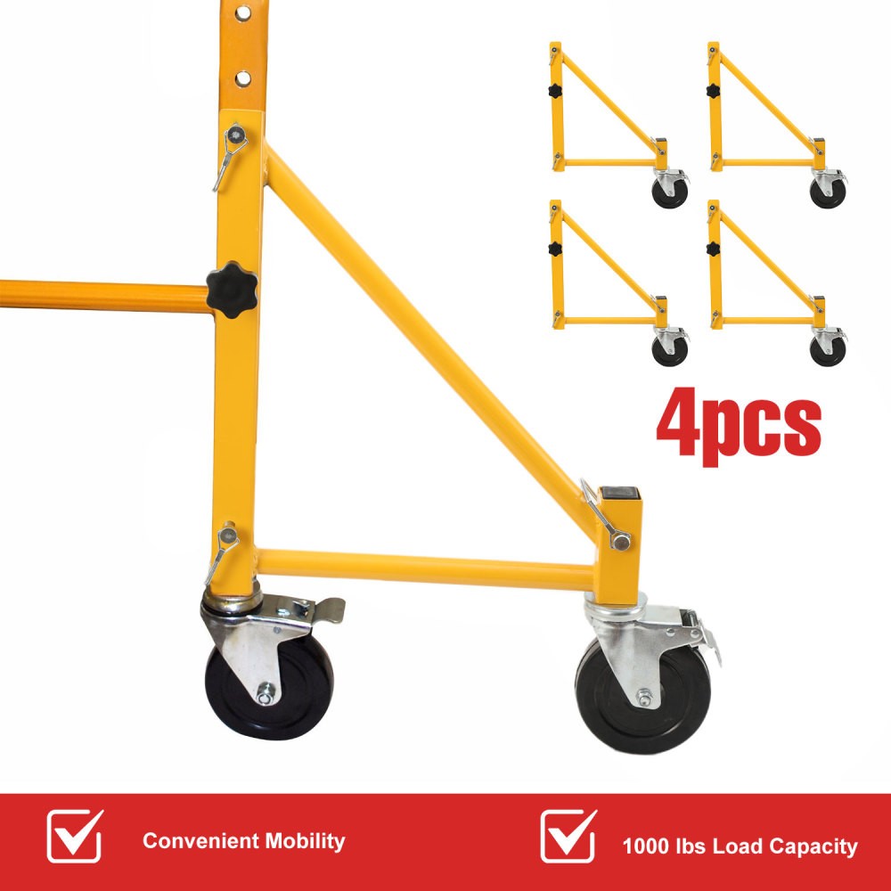 4Pcs Baker Scaffold Outriggers Carbon Steel with Locking Wheels 1000 lb Load