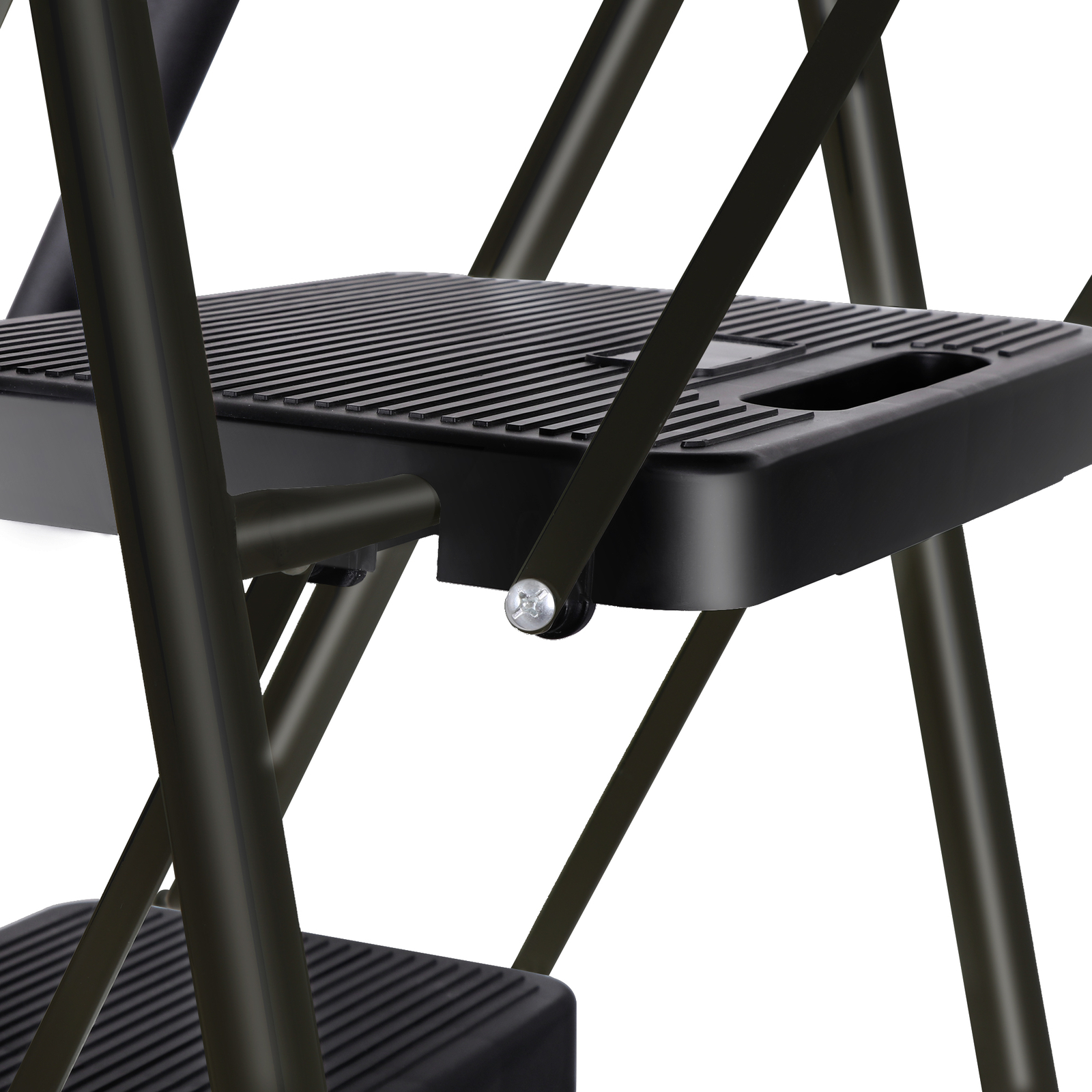 3-Step Ladder Folding Step Stool 330lbs Max Load Capacity Steel Non-Slip Black
