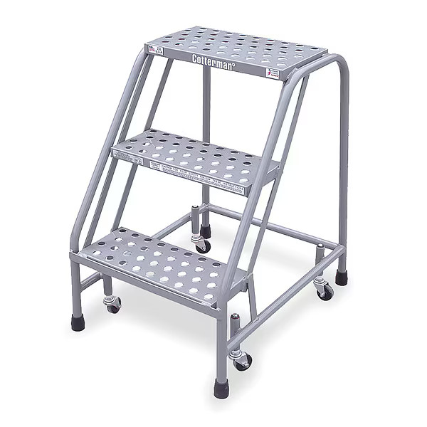 Cotterman 30 in H Steel Rolling Step, 3 Steps, 450 lb Load Capacity