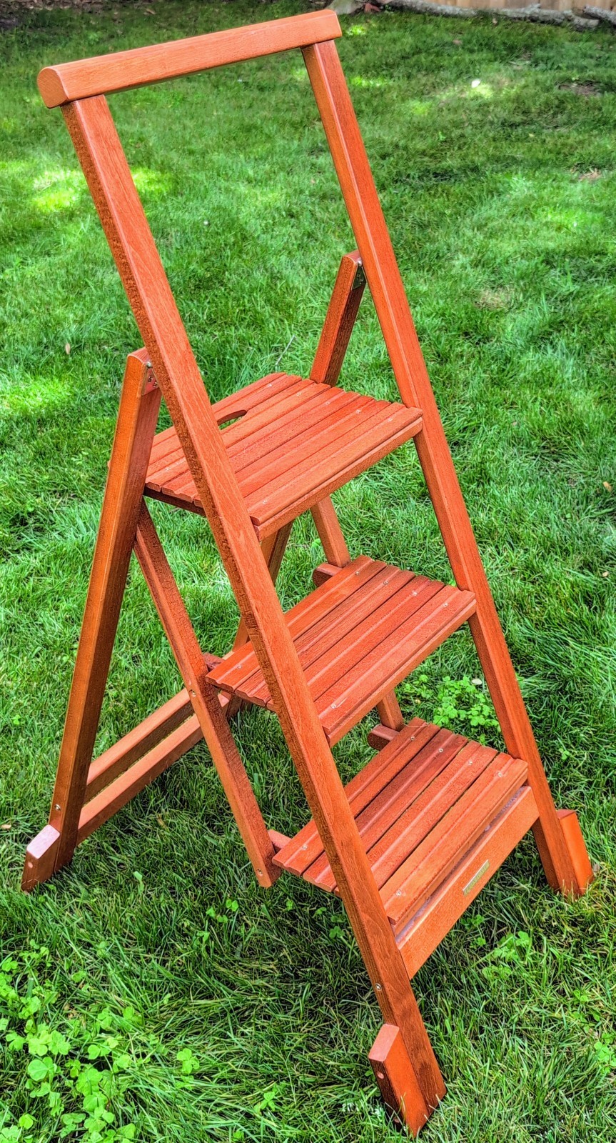 Frontgate Wood 3 Step Folding Closet Step Ladder Rare
