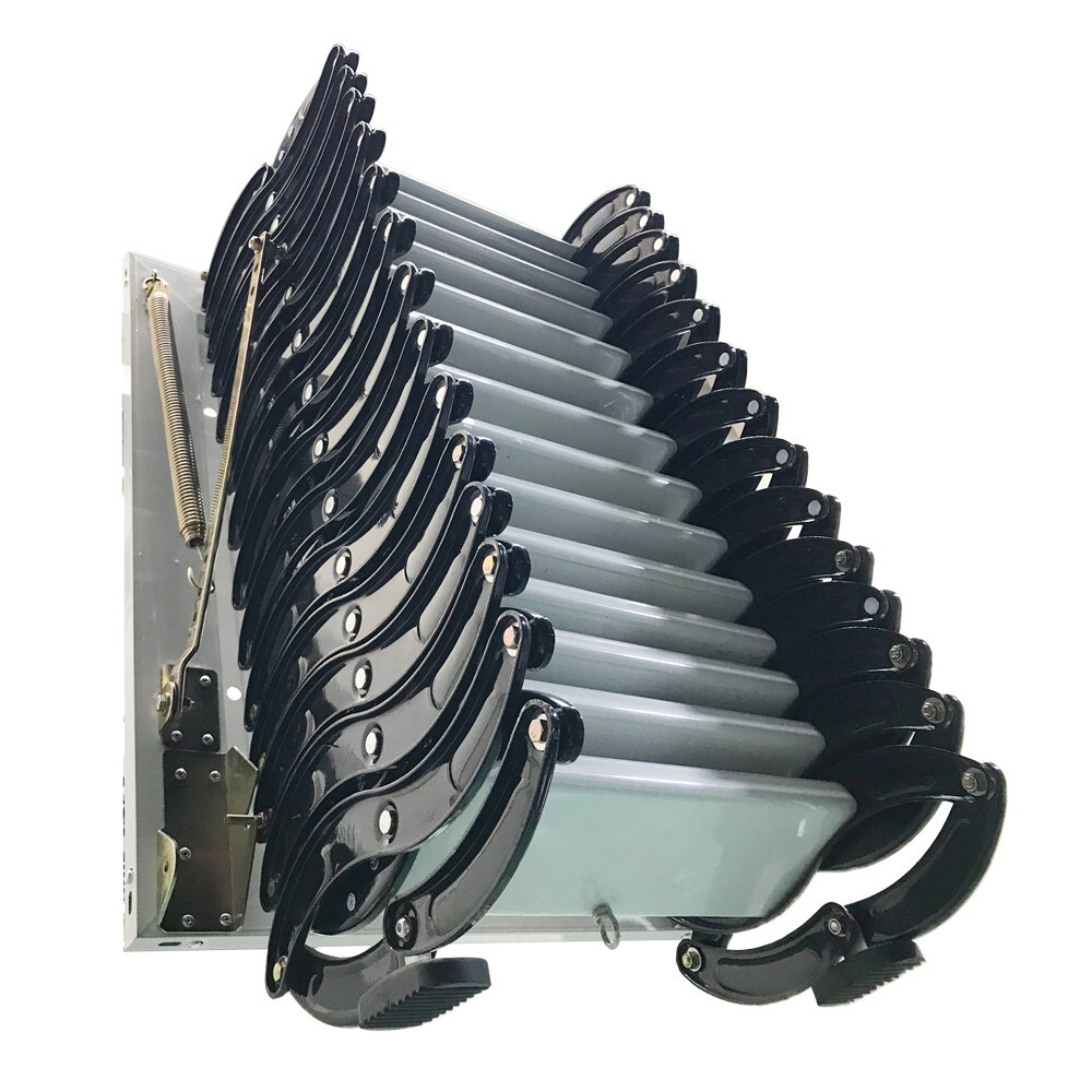 Black Loft Ladder Aluminum-Magnesium Alloy Attic 14 Steps Pull Down Attic Stairs
