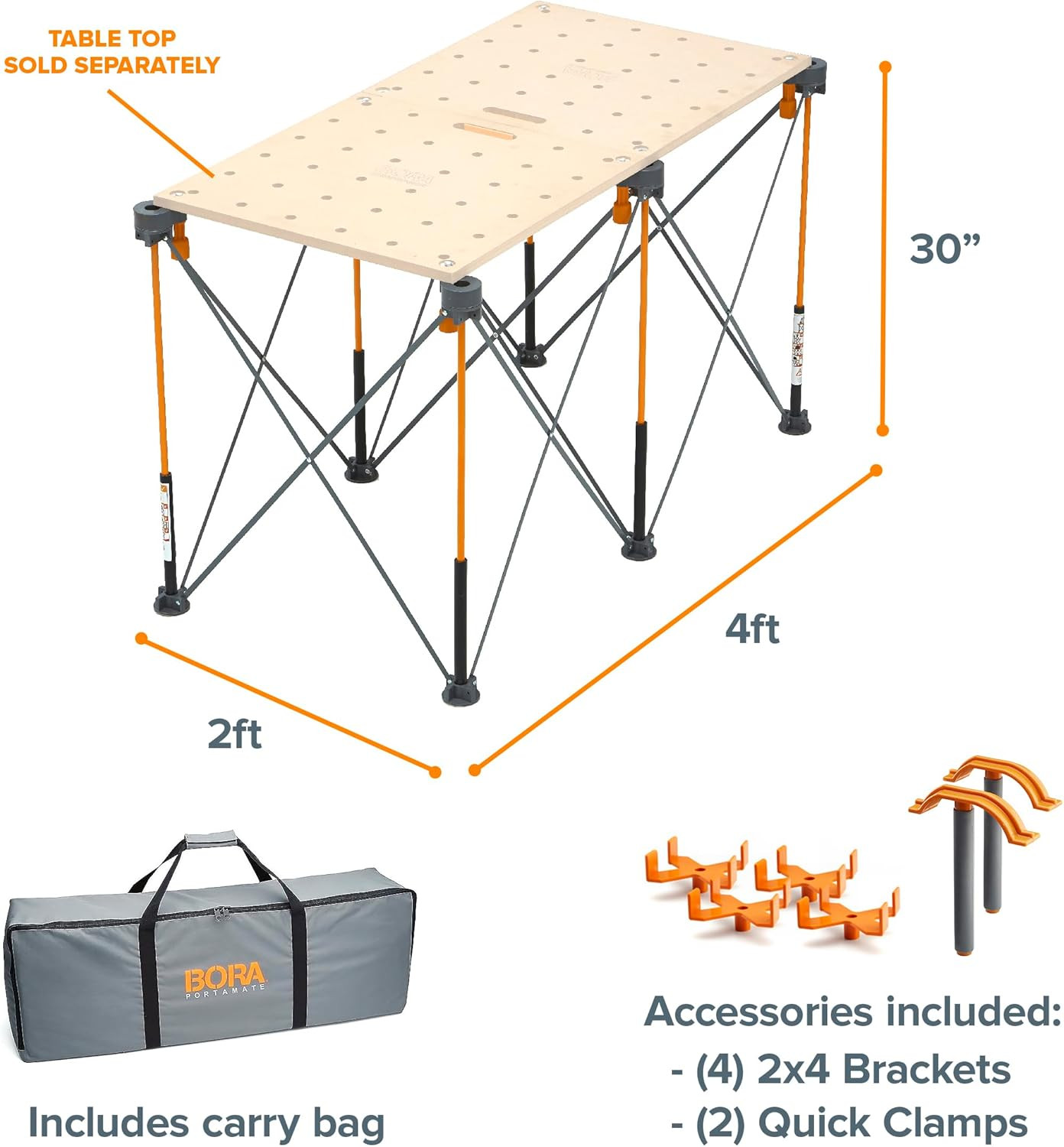 Centipede 2 Ft. L X 4 Ft. W X 2.5 Ft. H Folding Work Table Steel 1500 Lb. Capaci