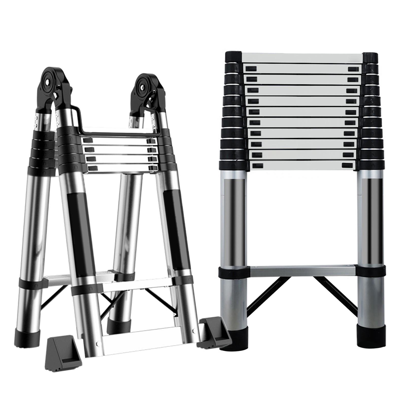 Telescoping Ladder, Stainless Steel Folding Telescopic Ladder Heavy Duty 330 lbs