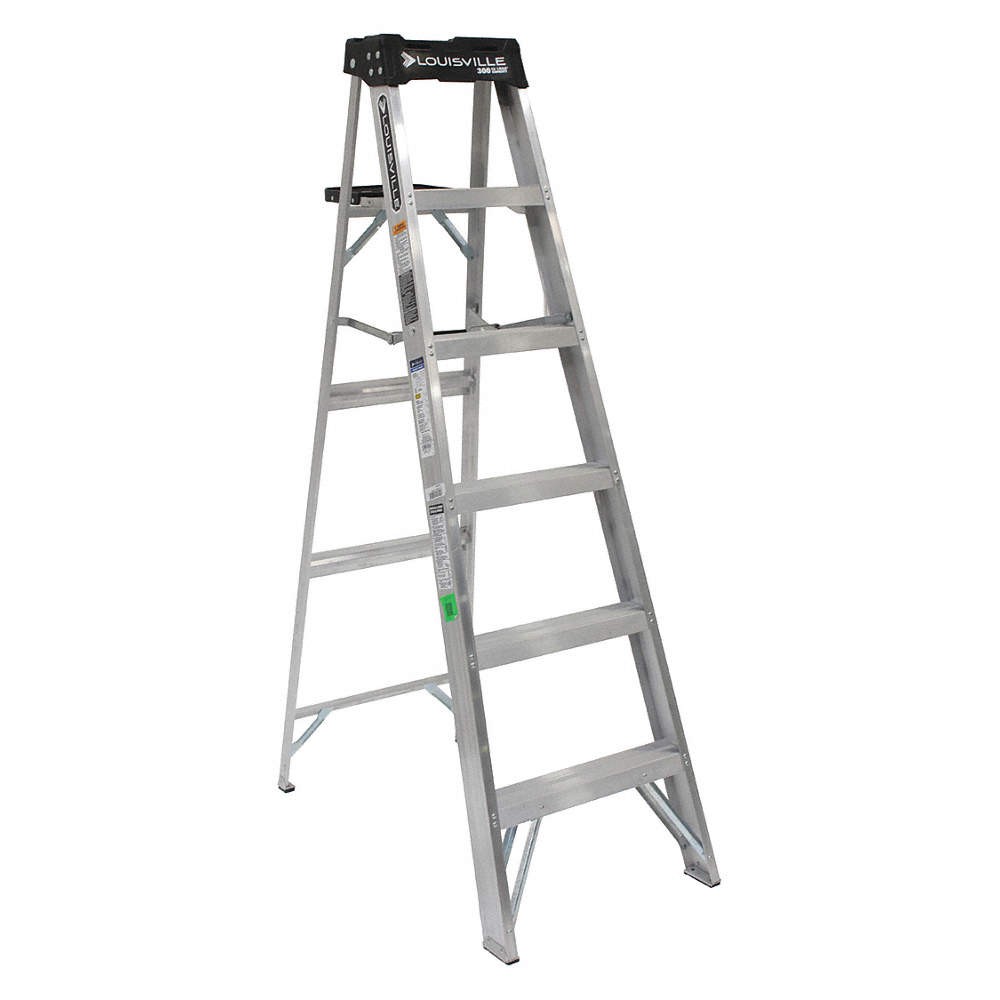 LOUISVILLE LADDER AS3006 Stepladder,Alum,6 ft.,300 lb. 36Y391