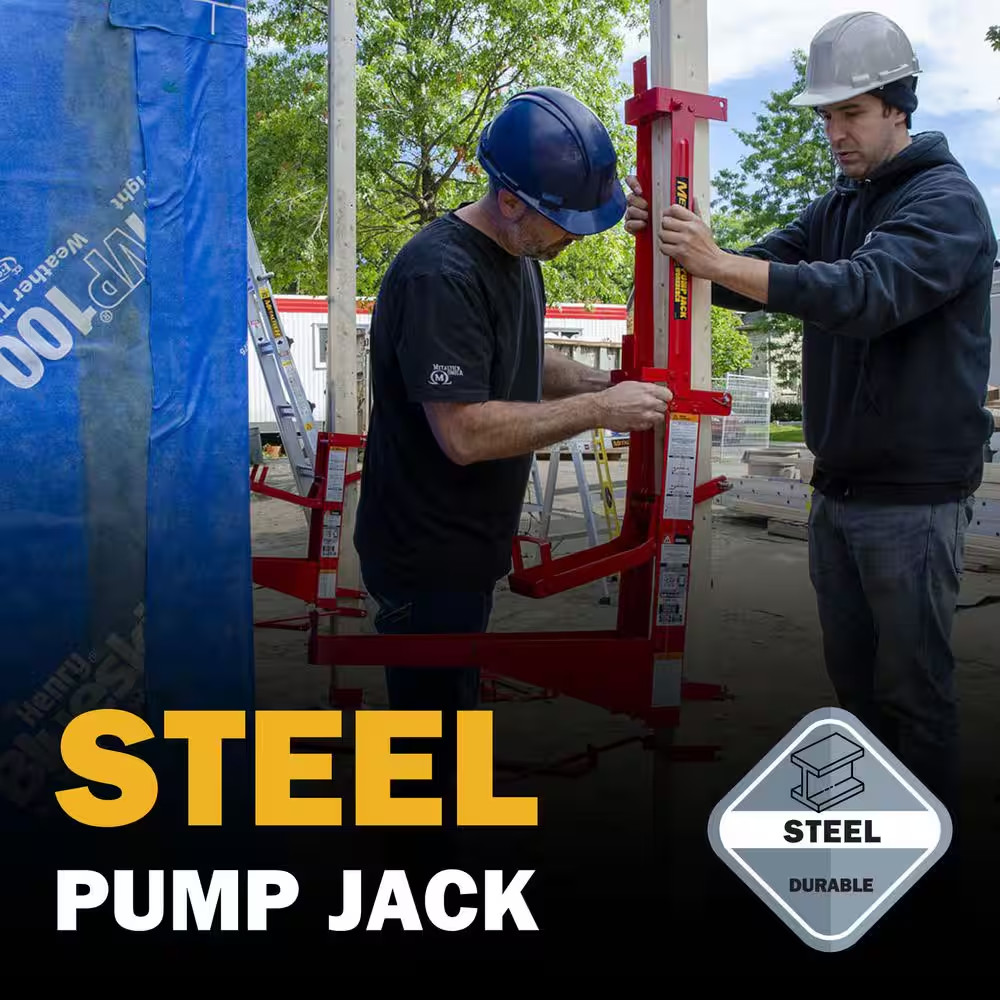 30 Ft. Steel Pump Jack Scaffolding System Single-Pole Kit with Workbench, Brace,