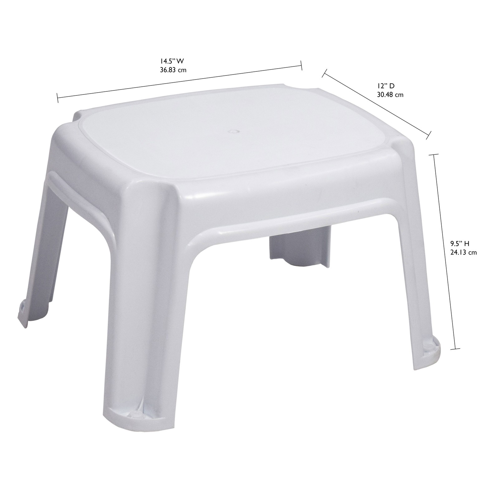 Gracious Living 9.5-Inch Sturdy Non Slip Plastic Single Level Step Stool, White