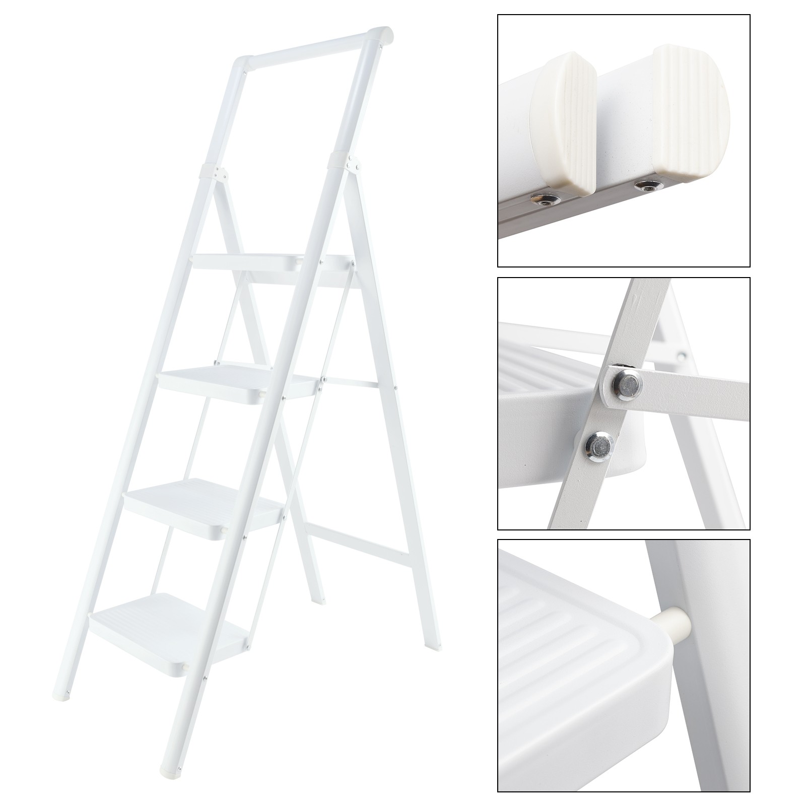 4 Step Ladder, Foldable Step Stools for Adults Anti-Slip Pedal, Lightweight`