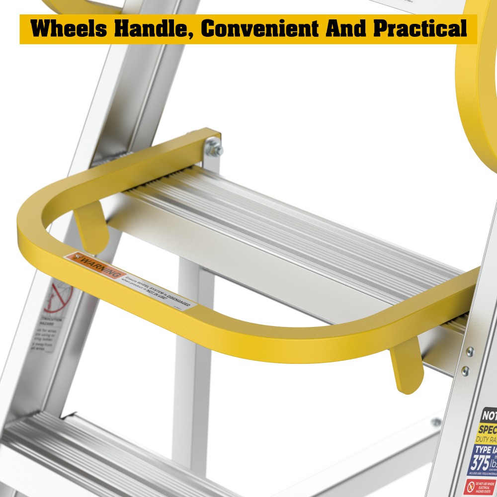 5 Step 375 Lbs Aluminum Rolling Platform Ladder Rolling Work Cart