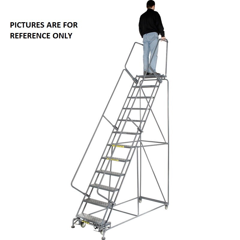 NEW! Ballymore 133 in H Steel Rolling Ladder, 10 Steps, 450 lb Load Capacity!!
