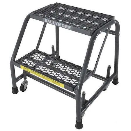Ballymore 218X 19 In H Steel Rolling Ladder, 2 Steps, 450 Lb Load Capacity