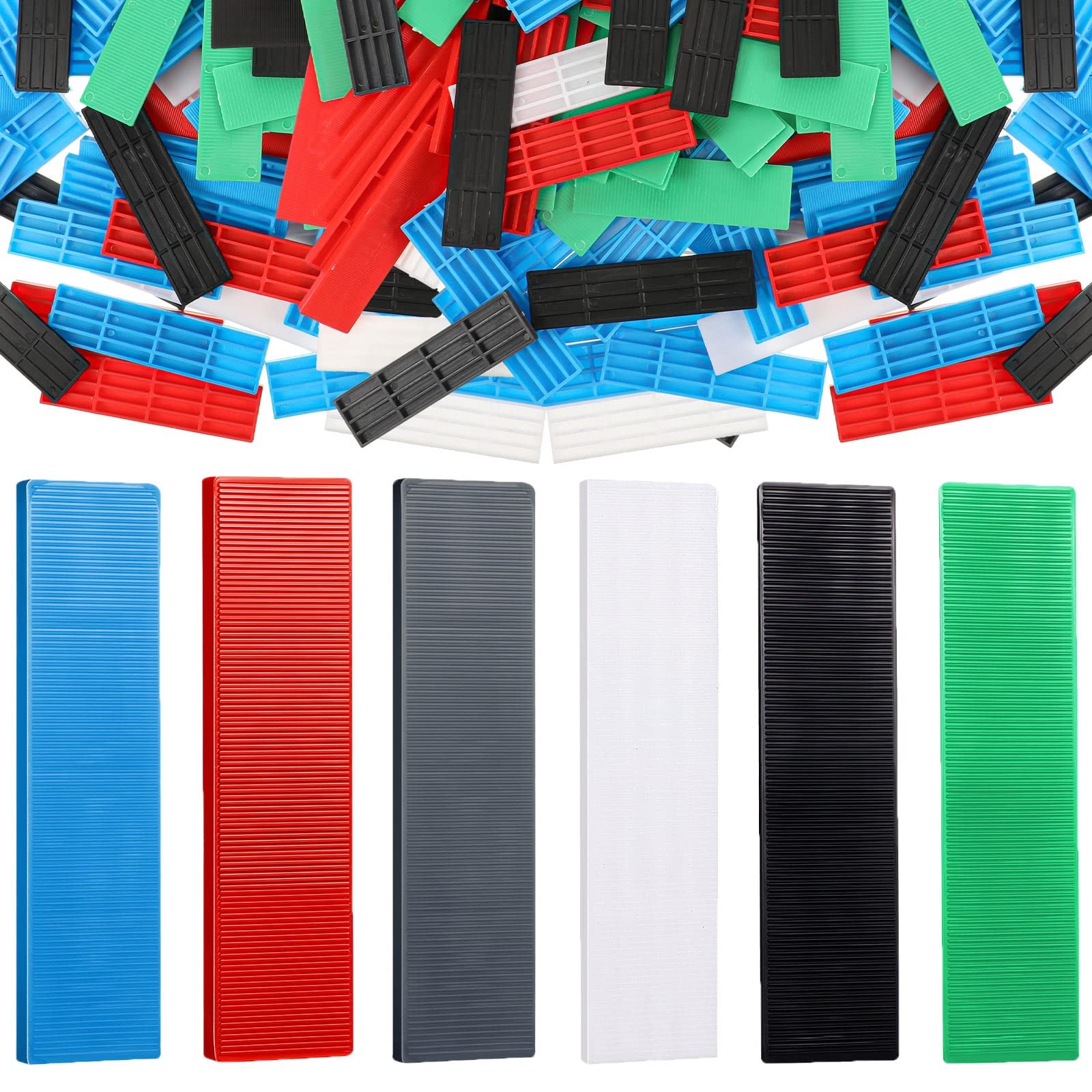 300 Pieces Plastic Flat Shims Structural green, black, white, grey, blue, red