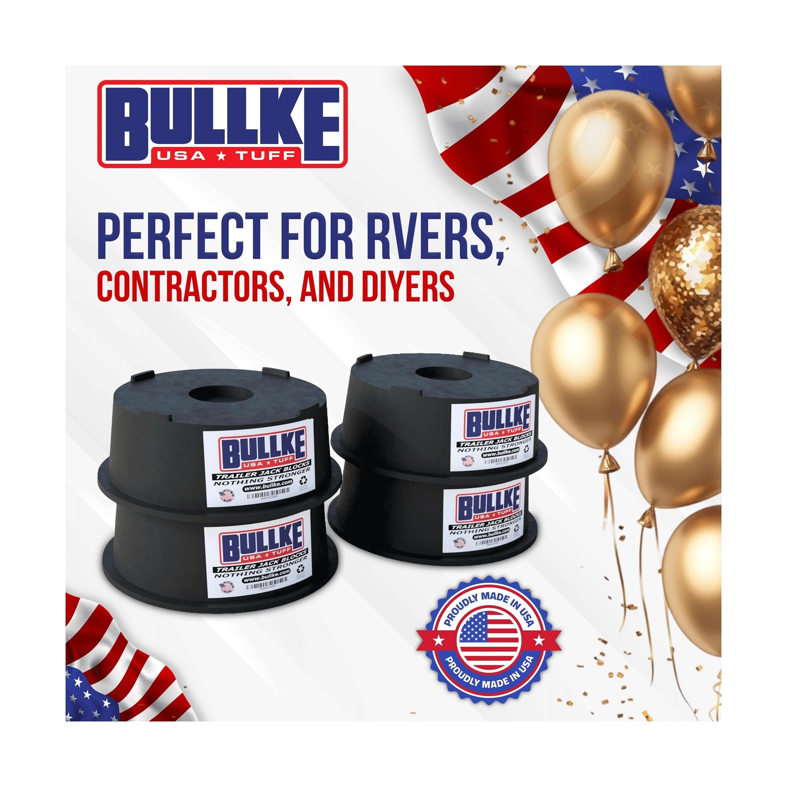 USA-Made Trailer Leveling Blocks – for RV and Camper, Heavy Duty Jack Pads, S…