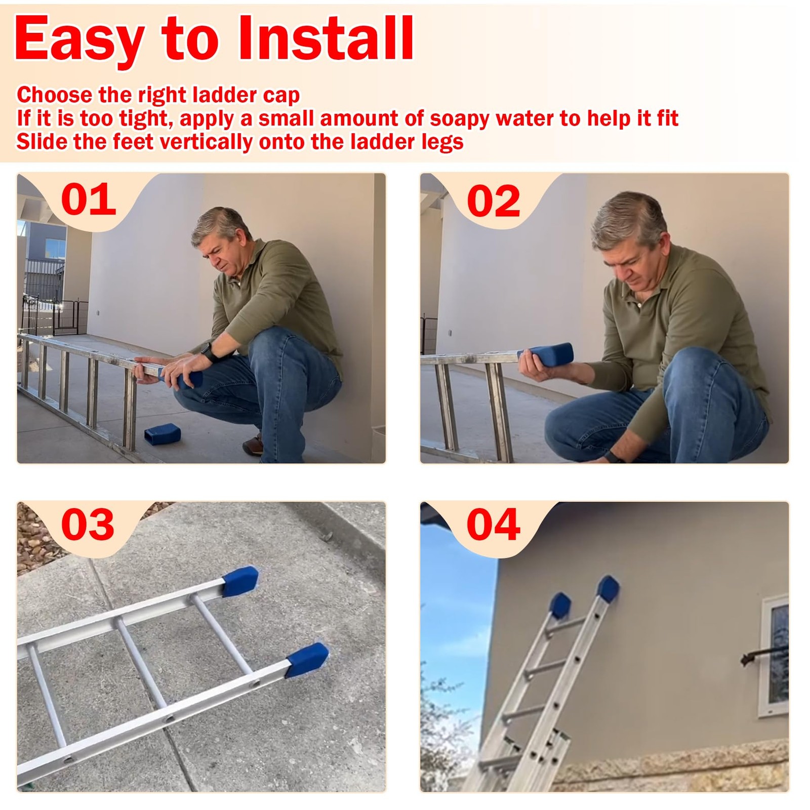 FixIdea AC19-2 Extension Ladder Covers Rubber End Caps Mitts 2 Pack