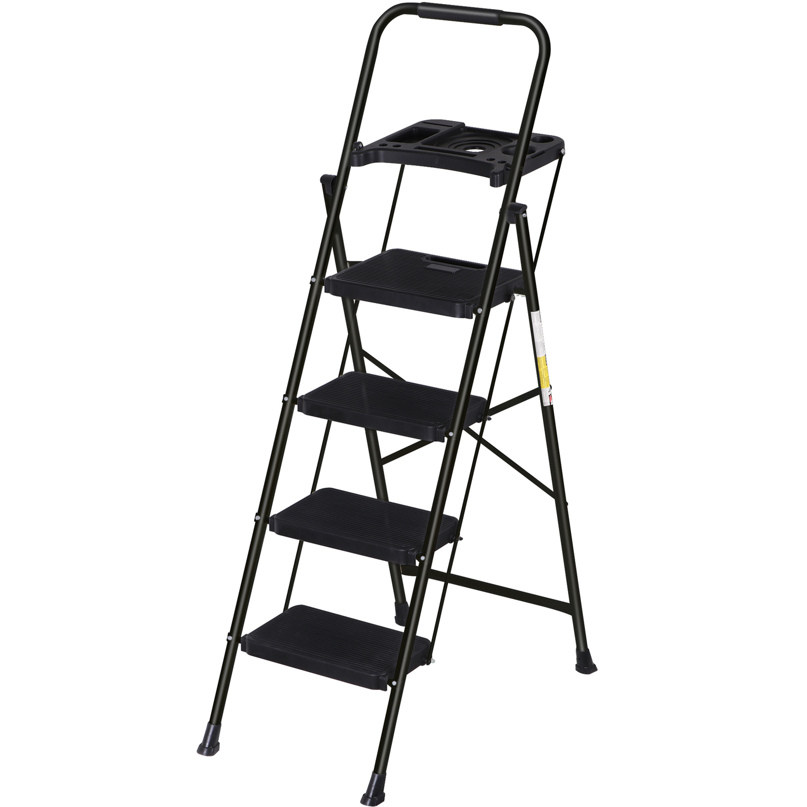 Folding Step Ladders for Kitchen/Closet Ladder 4 Step for Adults Non-Slip Black