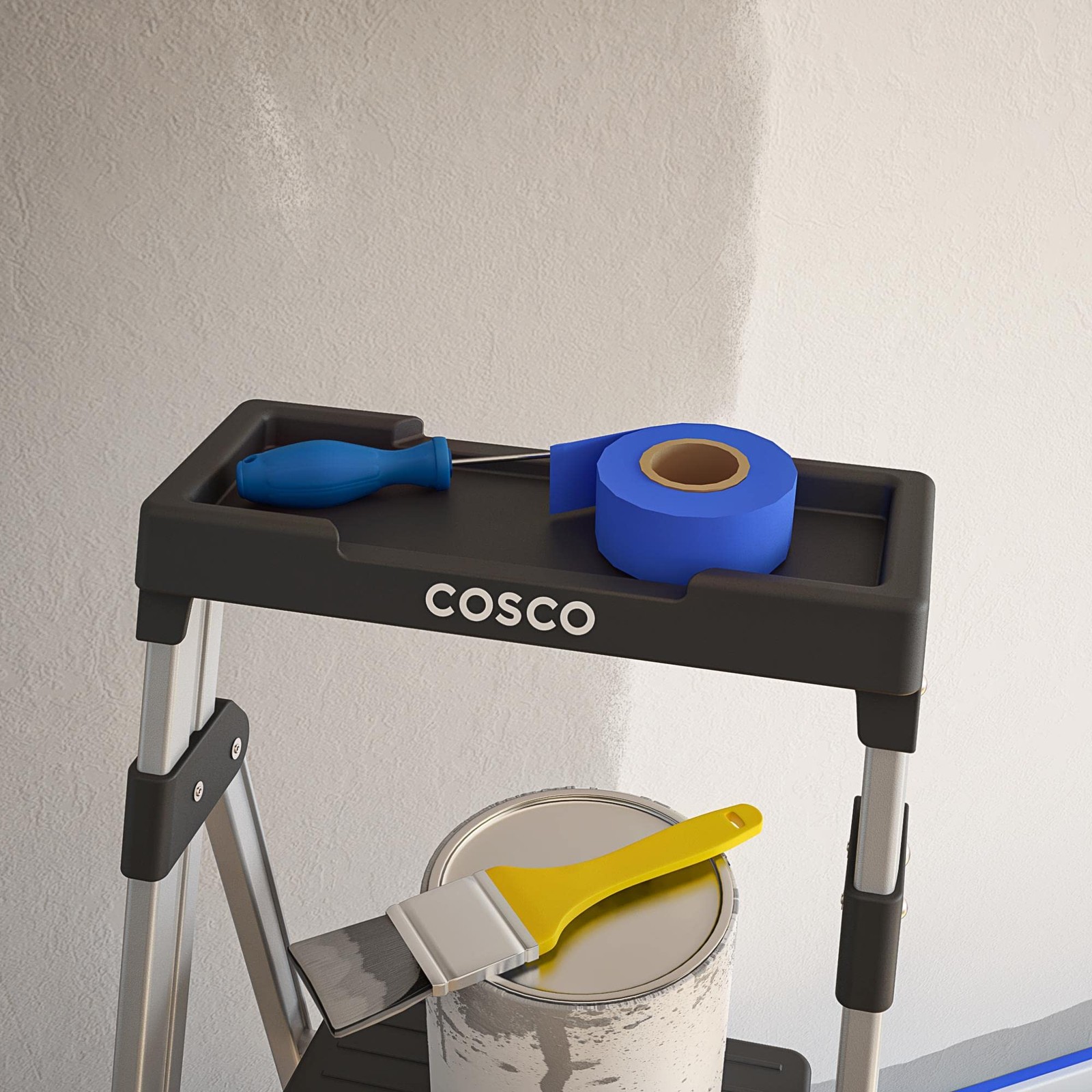 Cosco 3-Step Lightweight Aluminum Folding Step Ladder with No Size,