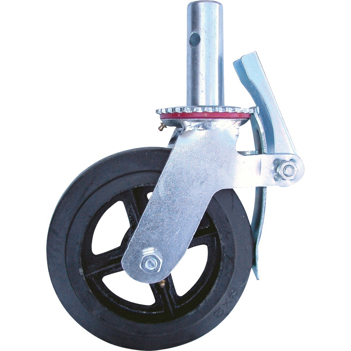 8-inch Cast Iron and Rubber Heavy-Duty Caster Wheels with Double-Lock Locking