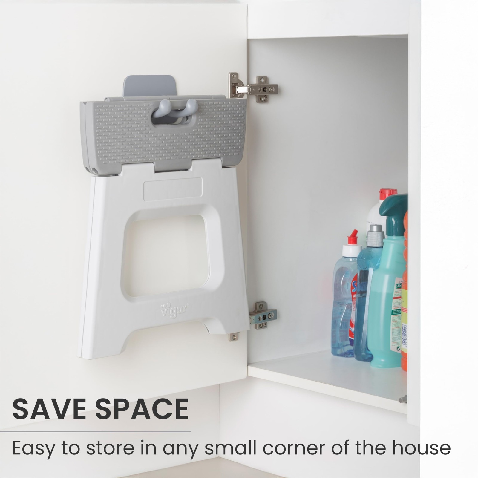 Vigar Compact Step Stool Foldable, 12-1/2-inch 12-1/2-Inches, Gray