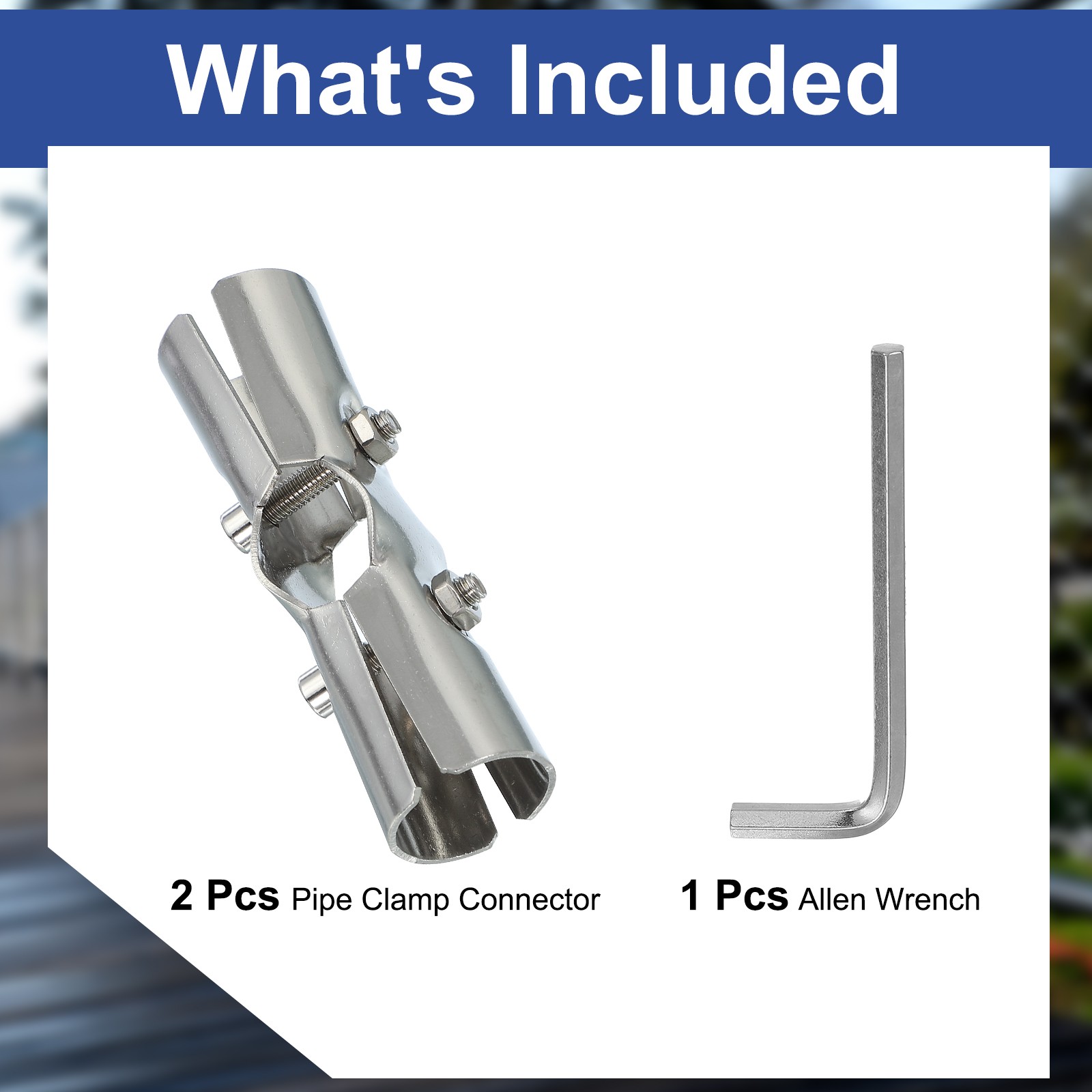 1″ 3 Way Pipe Clamp Connector, 2 Pcs Chain Fence Clamps, Silver