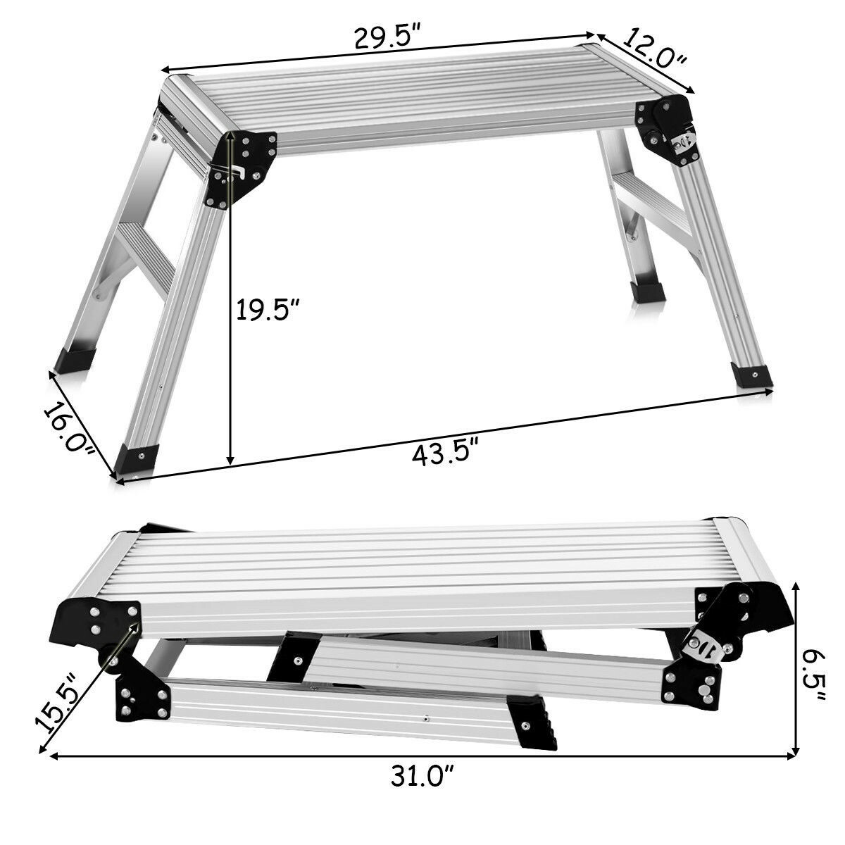 Portable EN131 Folding Aluminum Platform Drywall Step Up Work Bench Stool Ladder