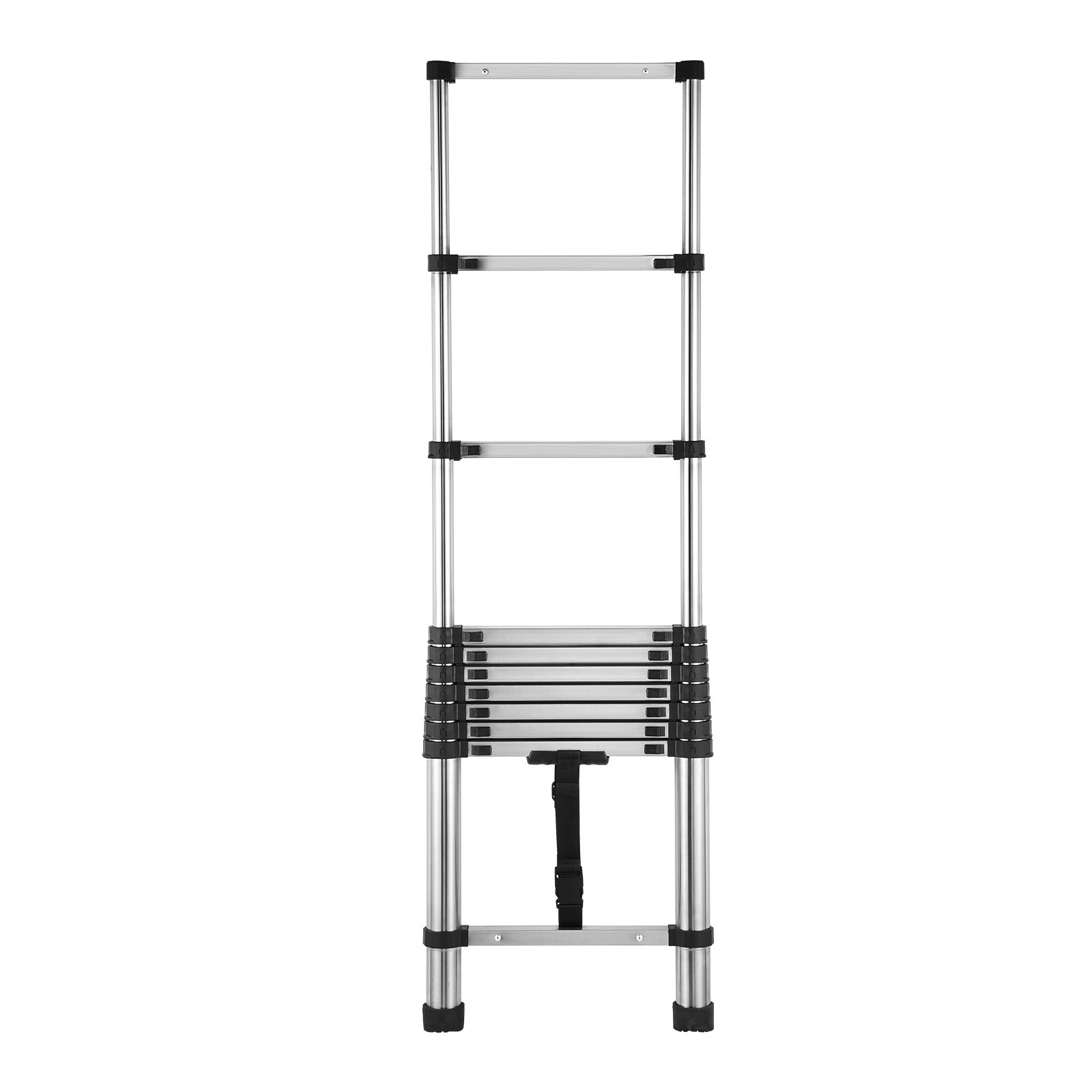 KFFKFF 8.5ft Telescoping Ladder Stainless Steel 330LBS 9-Step Portable Home RV