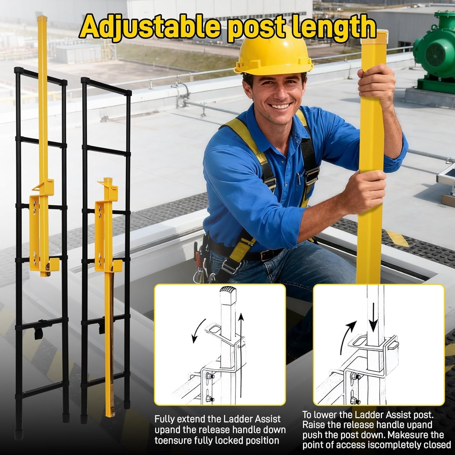 Safety Post | Roof Top Safety Hatch Safety Post with S65082 Roof Hatches Ladder